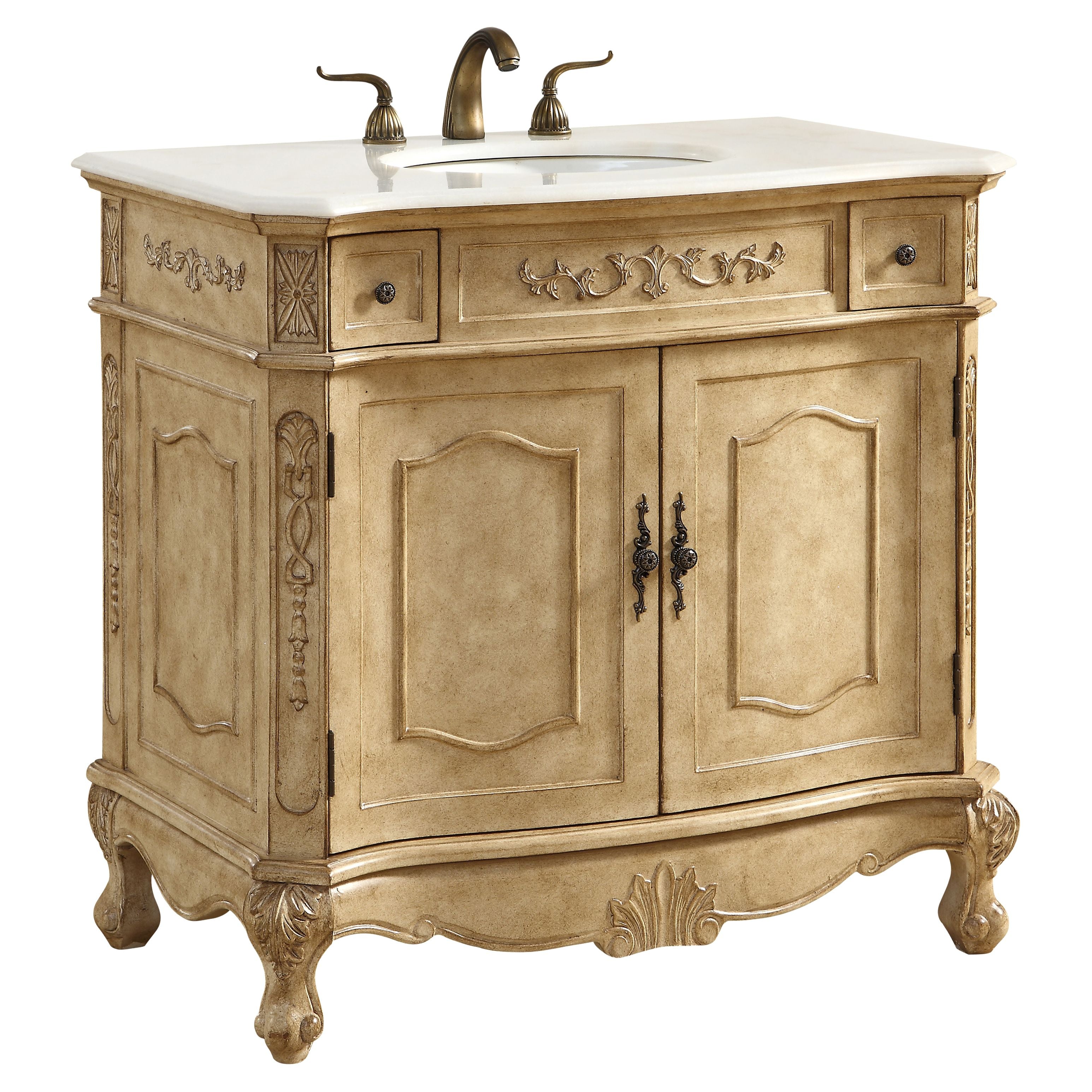 Elegant Decor, VF10136AB 36" Single Bathroom Vanity Set in Antique Beige