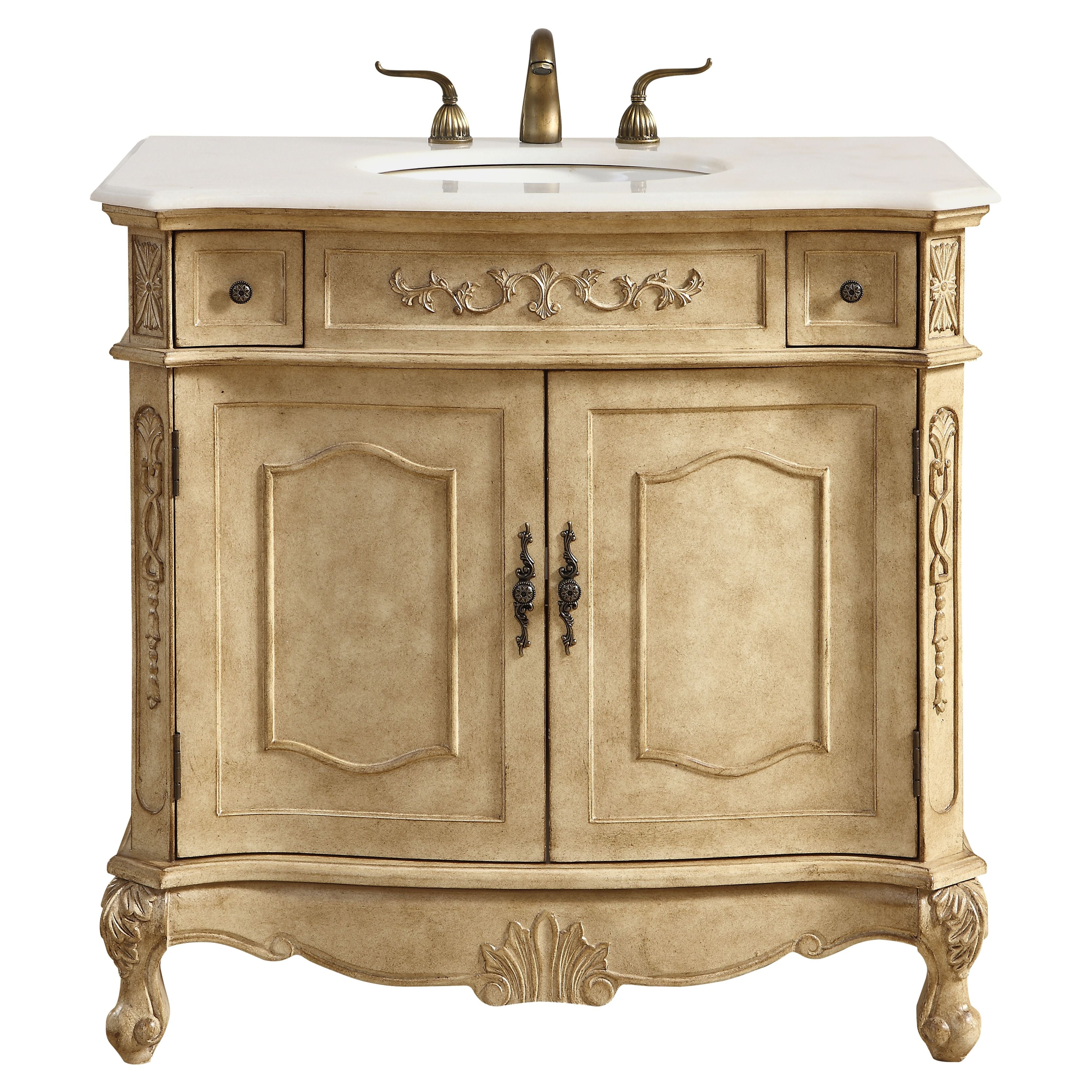 Elegant Decor, VF10136AB 36" Single Bathroom Vanity Set in Antique Beige