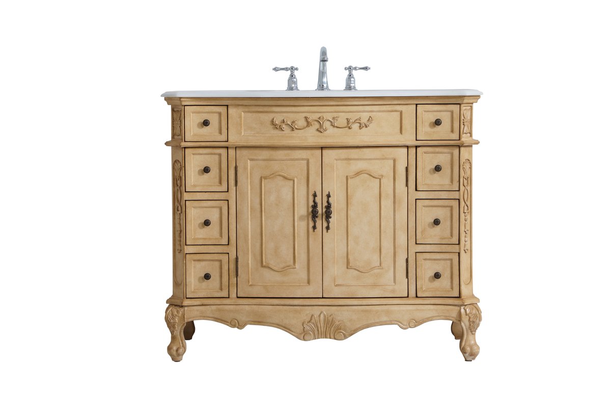 Elegant Decor, VF10142AB 42" Single Bathroom Vanity in Light Antique Beige