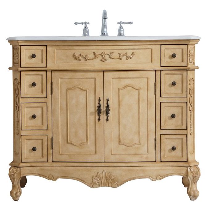 Elegant Decor, VF10142AB 42" Single Bathroom Vanity in Light Antique Beige