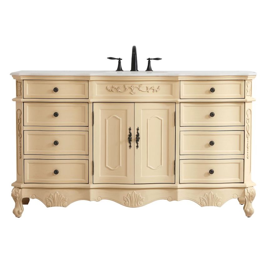 Elegant Decor, VF10160LT 60" Single Bathroom Vanity in Light Antique Beige