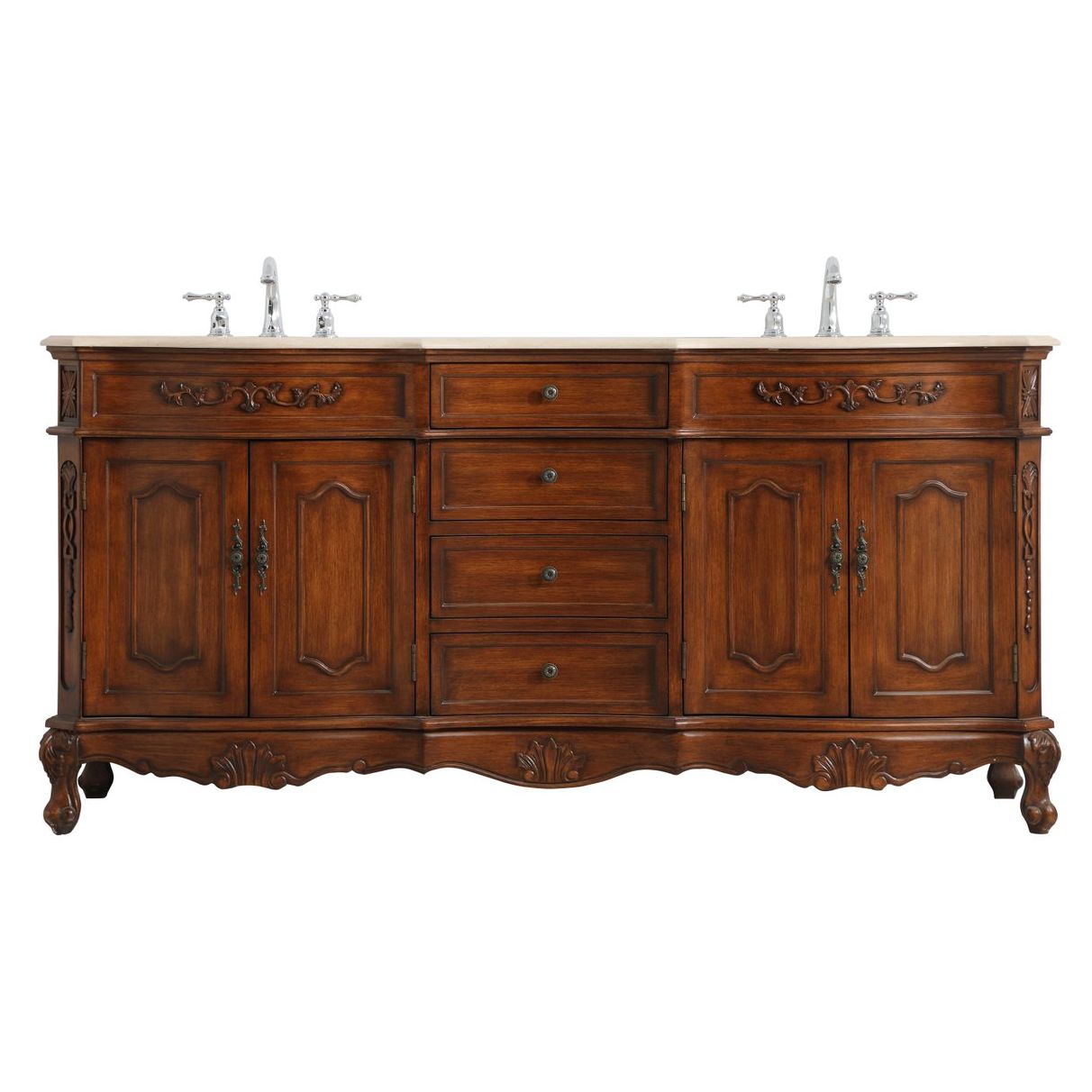 Elegant Decor, VF10172DTK 72" Double Bathroom Vanity in Teak