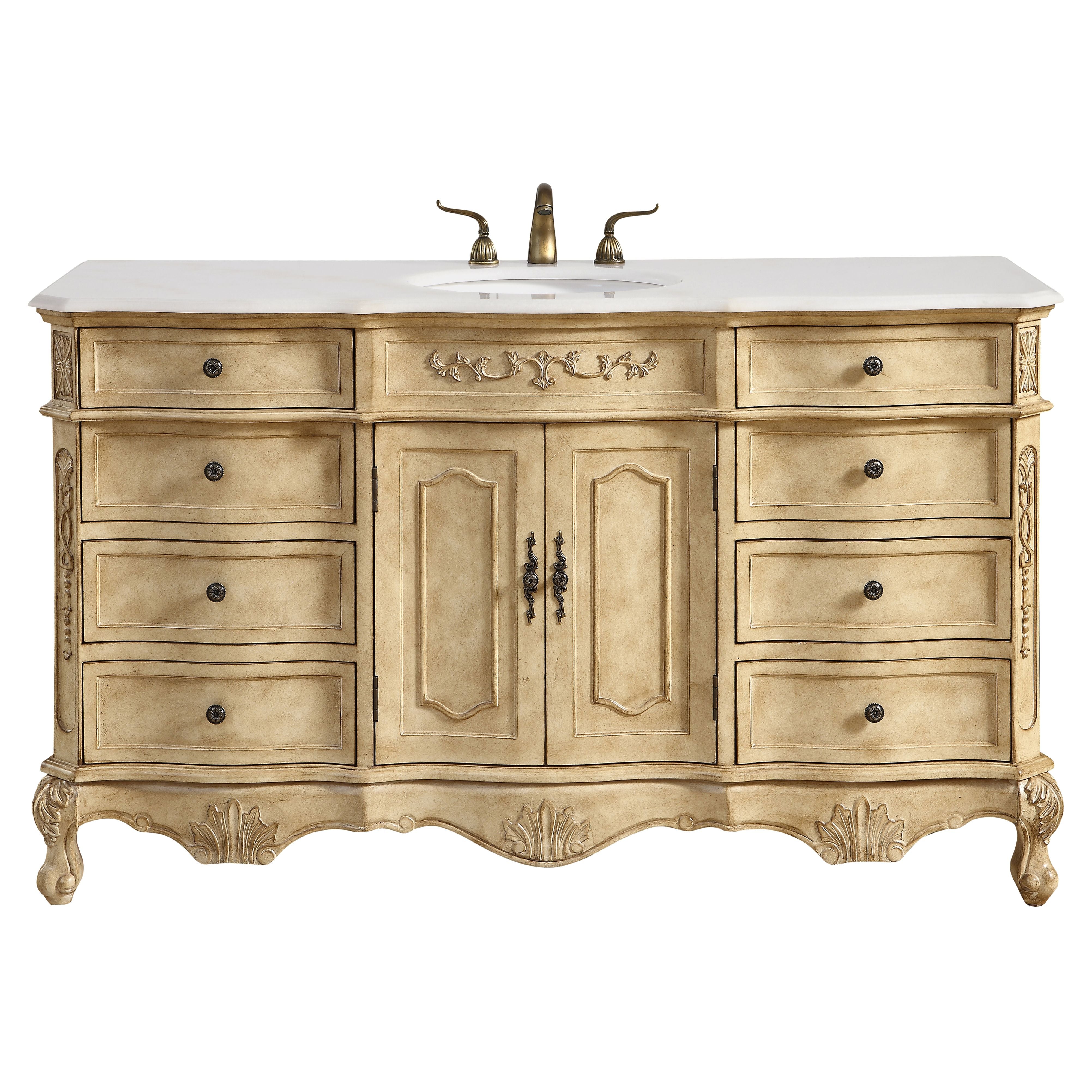 Elegant Decor, VF101S60AB 60" Single Bathroom Vanity Set in Antique Beige