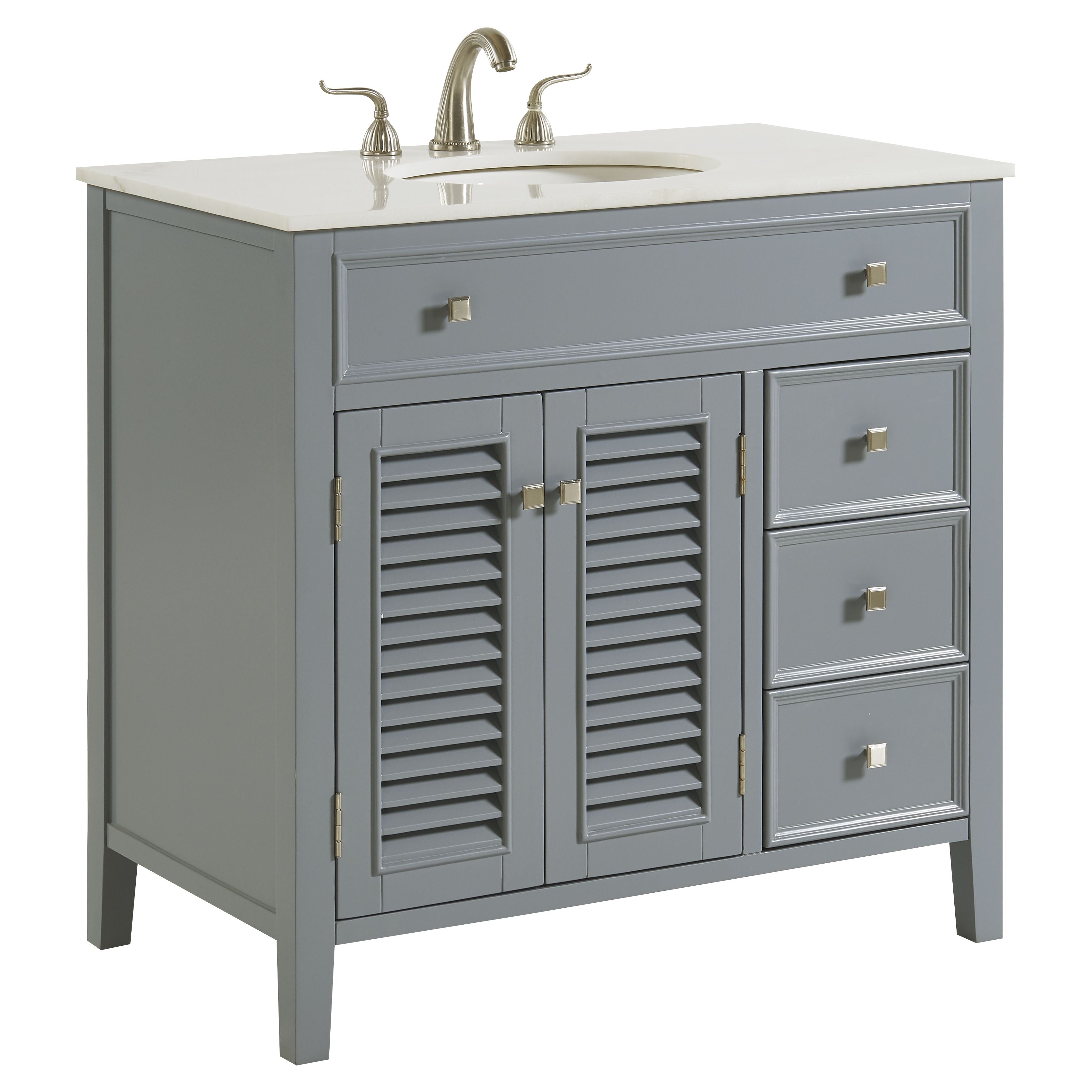 Elegant Decor, VF10436GR 36" Single Bathroom Vanity Set in Grey