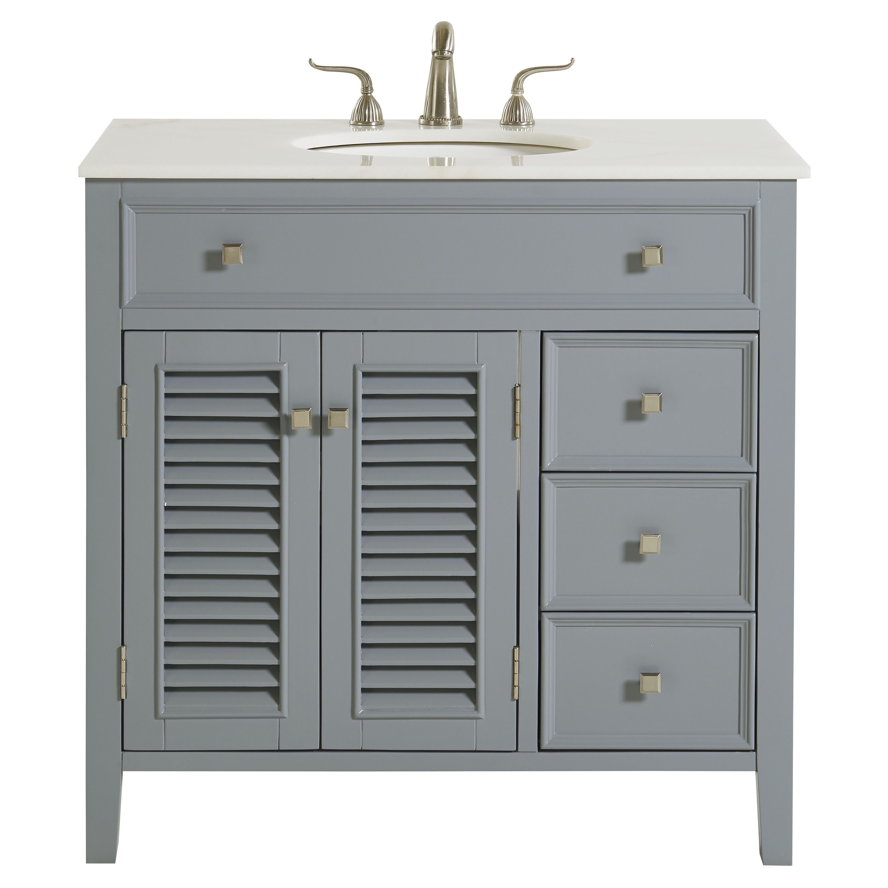 Elegant Decor, VF10436GR 36" Single Bathroom Vanity Set in Grey