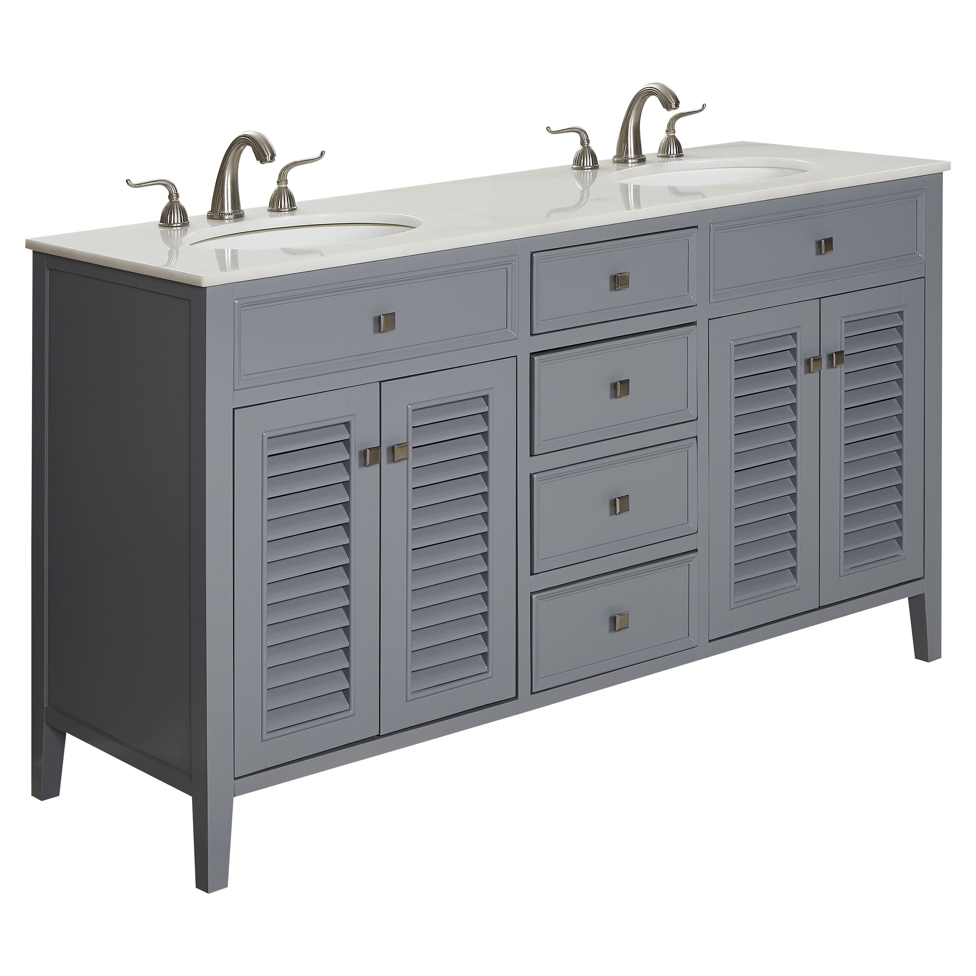 Elegant Decor, VF10460GR 60" Double Bathroom Vanity in Grey