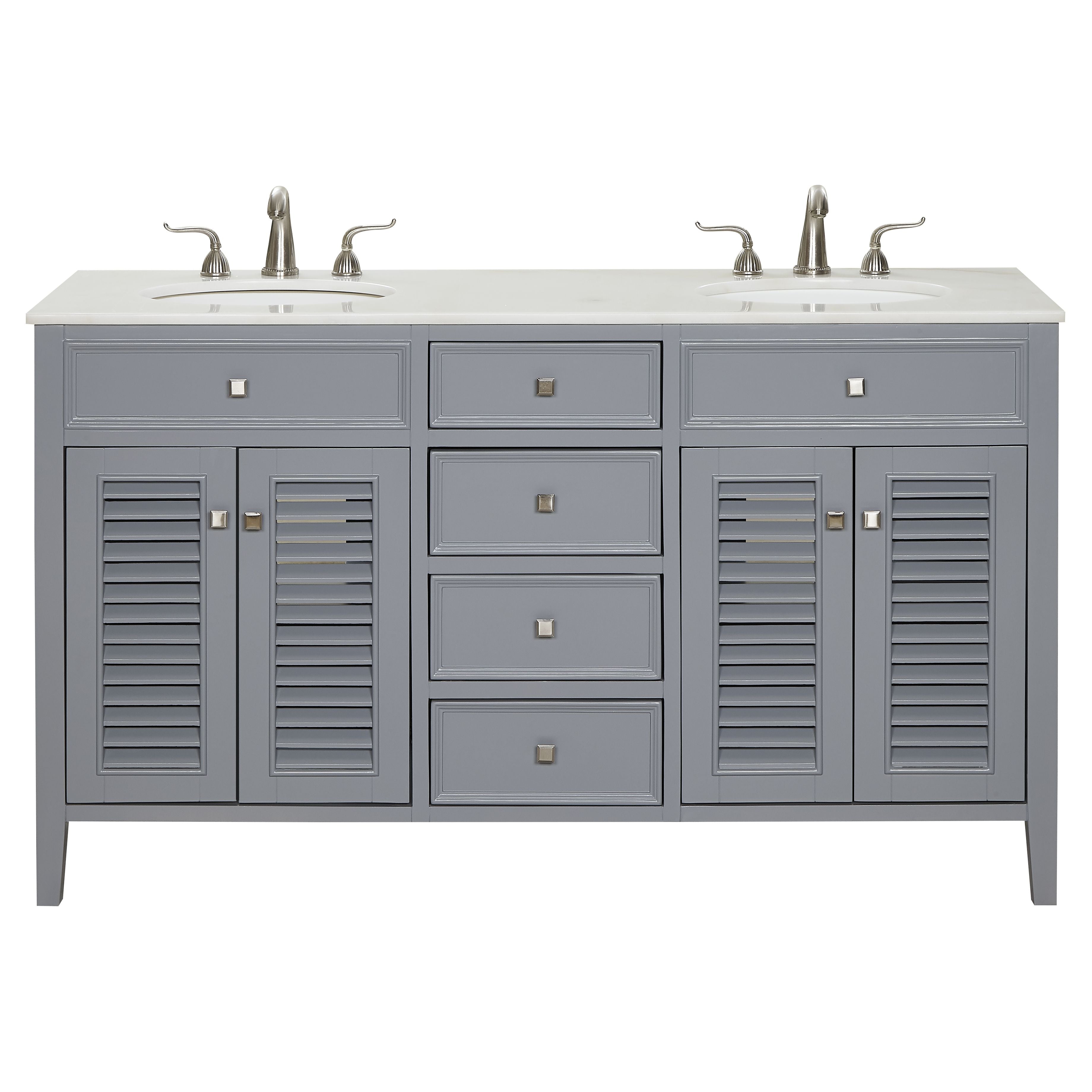 Elegant Decor, VF10460GR 60" Double Bathroom Vanity in Grey