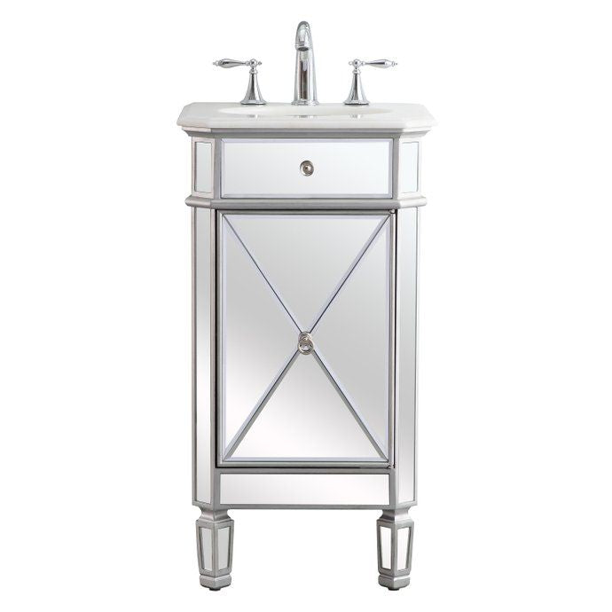 Elegant Decor, VF11019SL 19" Single Bathroom Vanity Set in Antique Silver