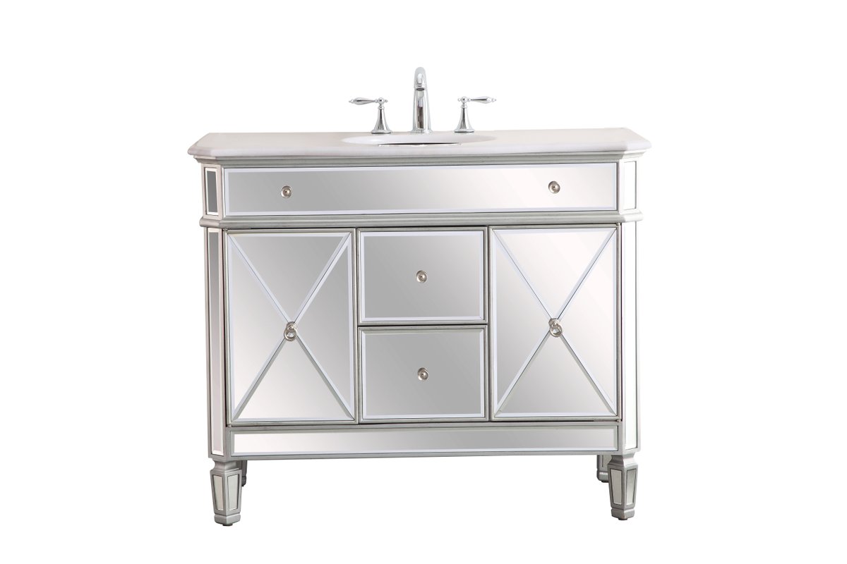 Elegant Decor, VF11042SL 42" Single Bathroom Vanity Set in Antique Silver