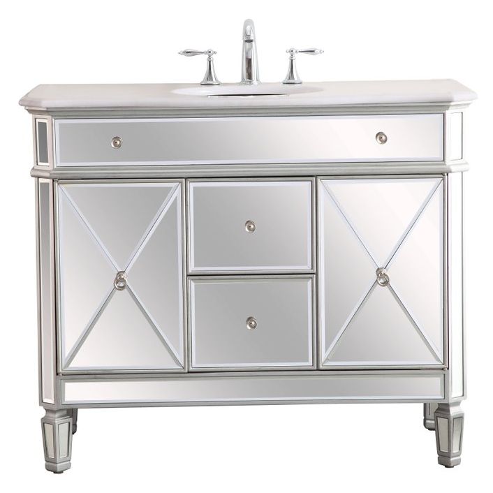 Elegant Decor, VF11042SL 42" Single Bathroom Vanity Set in Antique Silver