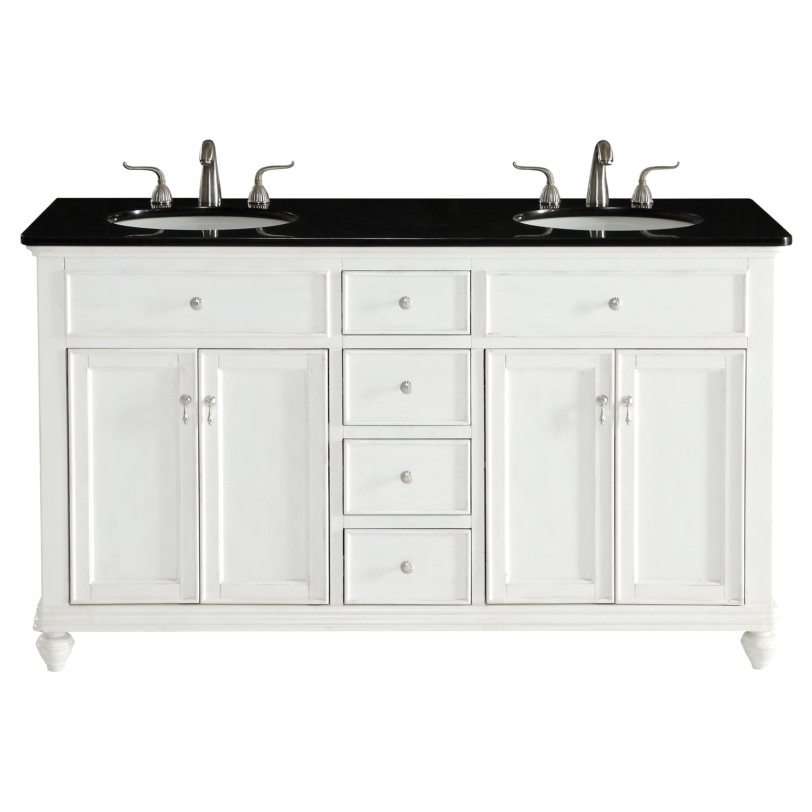 Elegant Decor, VF12360DAW 60" Double Bathroom Vanity Set in Antique White