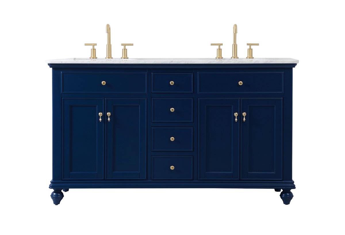 Elegant Decor, VF12360DBL 60" Double Bathroom Vanity in Blue