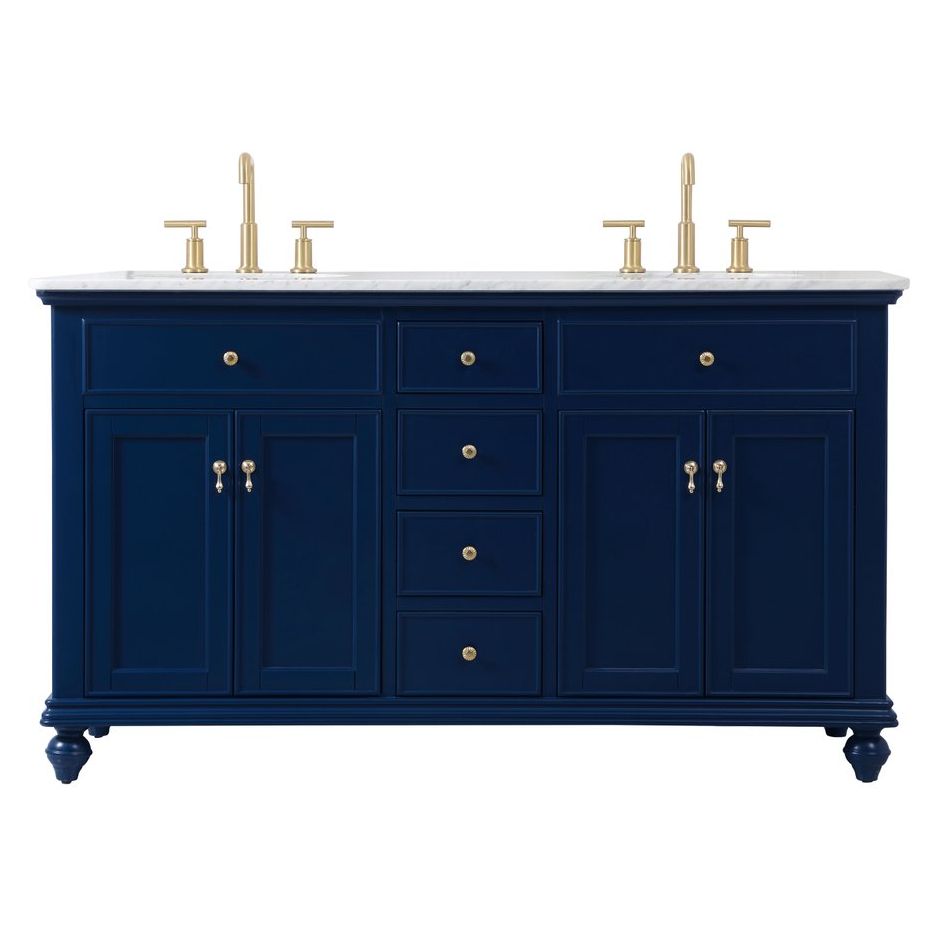 Elegant Decor, VF12360DBL 60" Double Bathroom Vanity in Blue