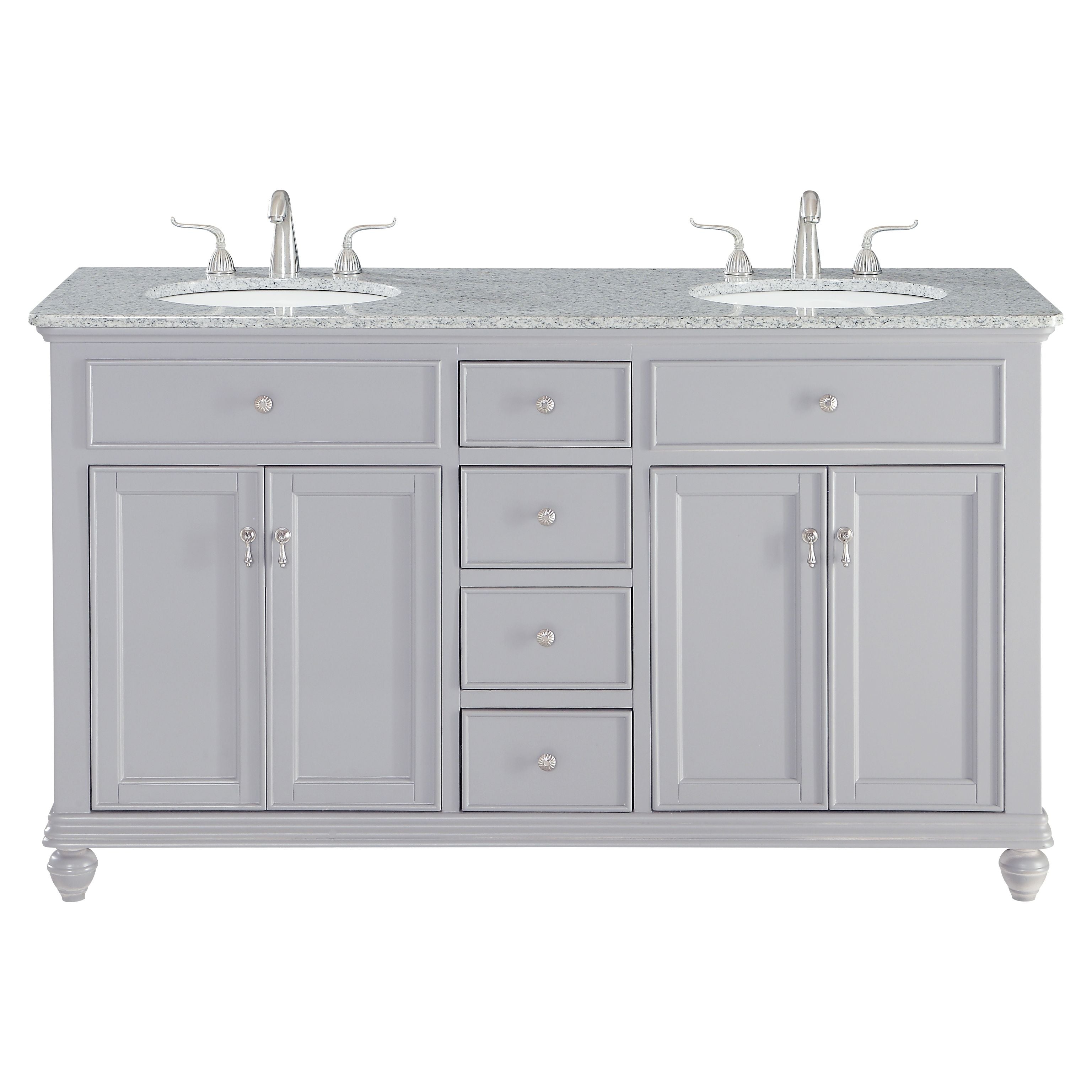 Elegant Decor, VF12360DGR 60" Double Bathroom Vanity Set in Light Grey