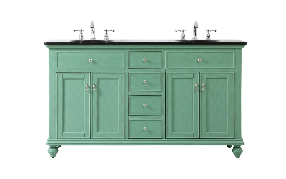 Elegant Decor, VF12360DVM 60" Double Bathroom Vanity in Vintage Mint