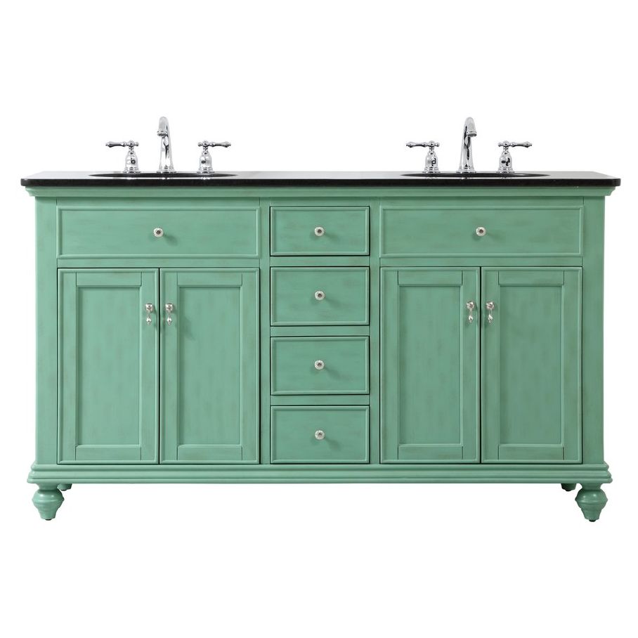 Elegant Decor, VF12360DVM 60" Double Bathroom Vanity in Vintage Mint