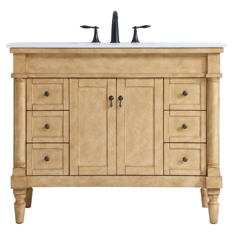 Elegant Decor, VF13042AB 42" Single Bathroom Vanity in Antique Beige