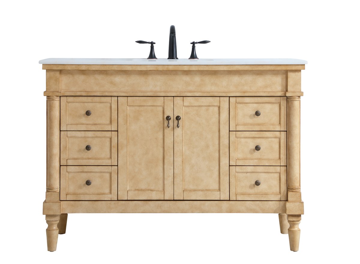 Elegant Decor, VF13048AB 48" Single Bathroom Vanity in Antique Beige