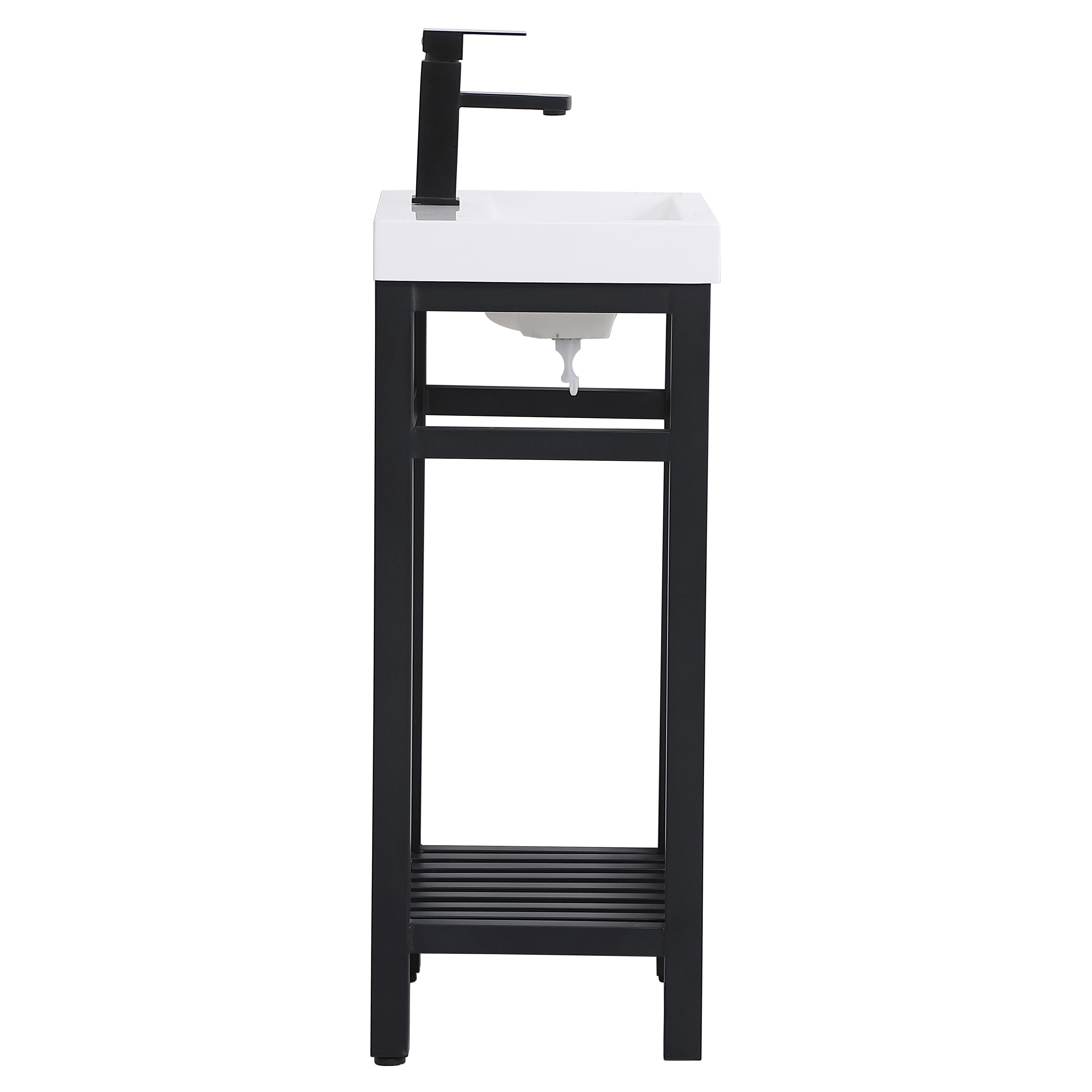 Elegant Decor, VF14018BK 18" Single Bathroom Metal Vanity in Black