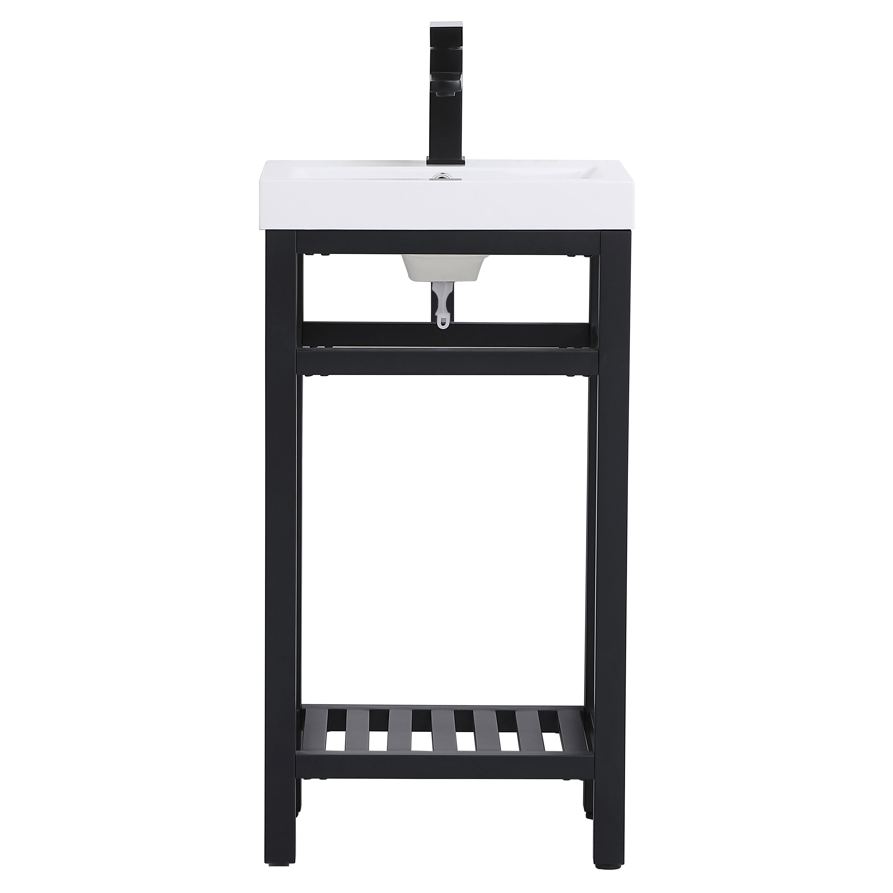 Elegant Decor, VF14018BK 18" Single Bathroom Metal Vanity in Black