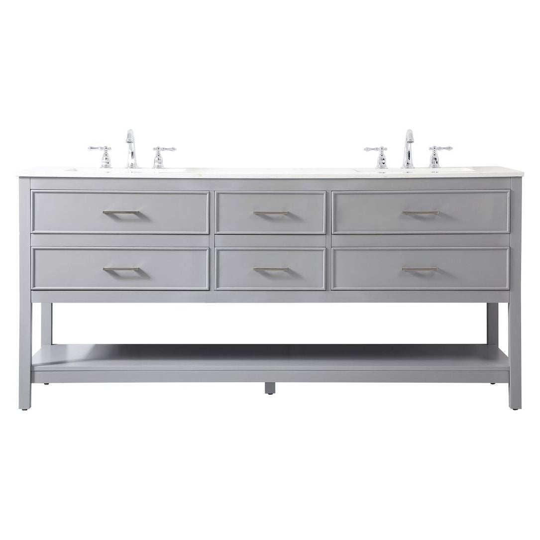 Elegant Decor, VF19072DGR 72" Double Bathroom Vanity in Gray