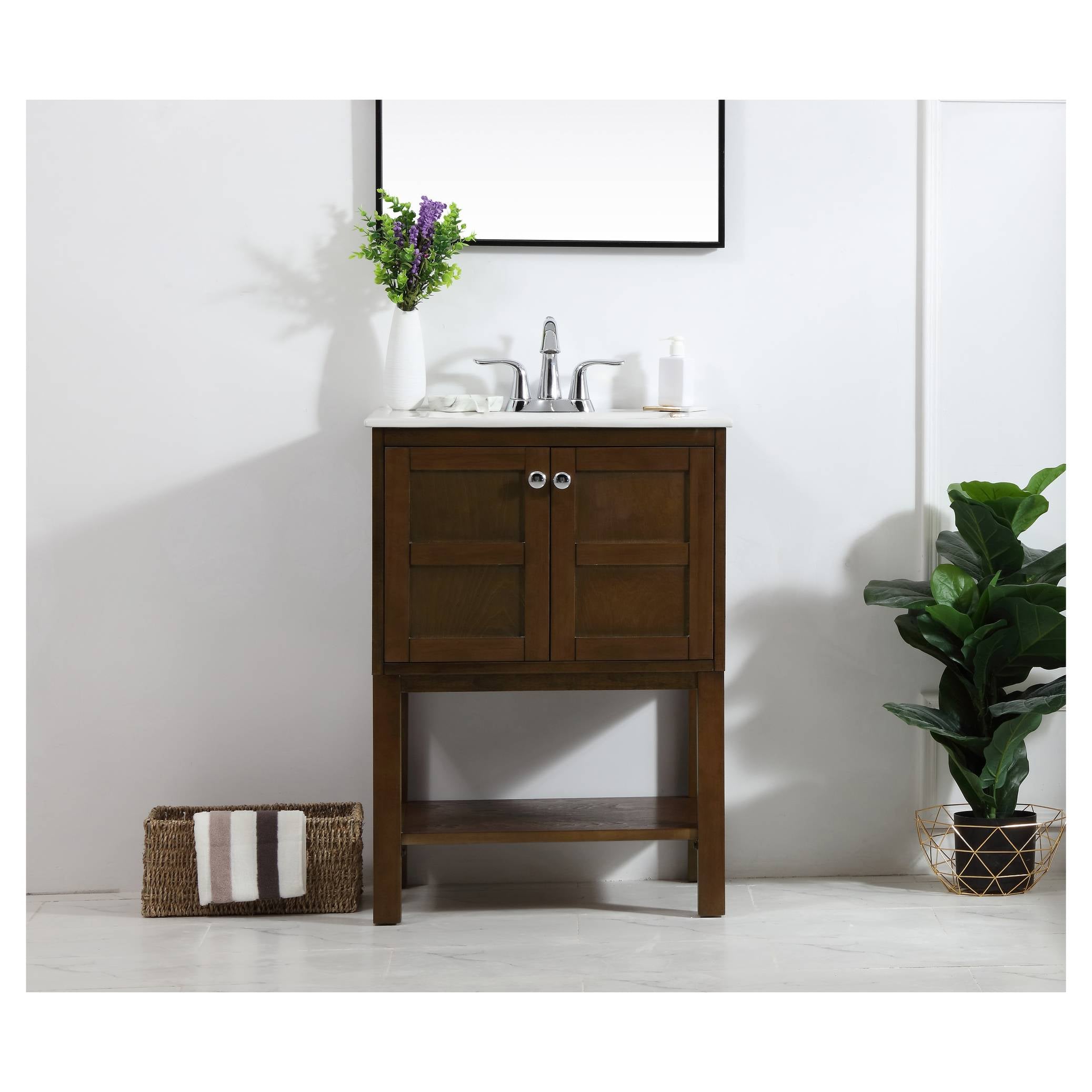 Elegant Decor, VF2524AC 24" Single Bathroom Vanity Set in Antique Coffee