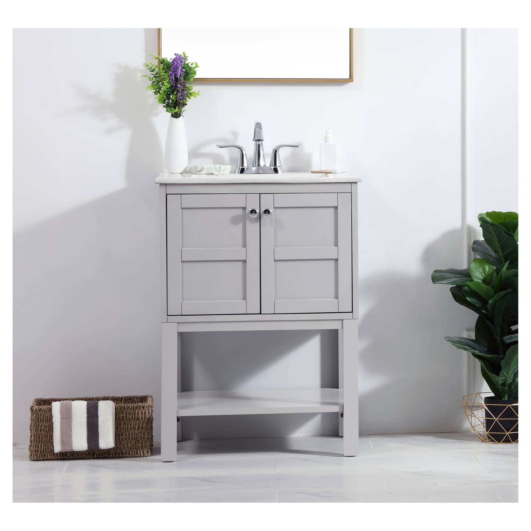 Elegant Decor, VF2524GR 24" Single Bathroom Vanity Set in Grey