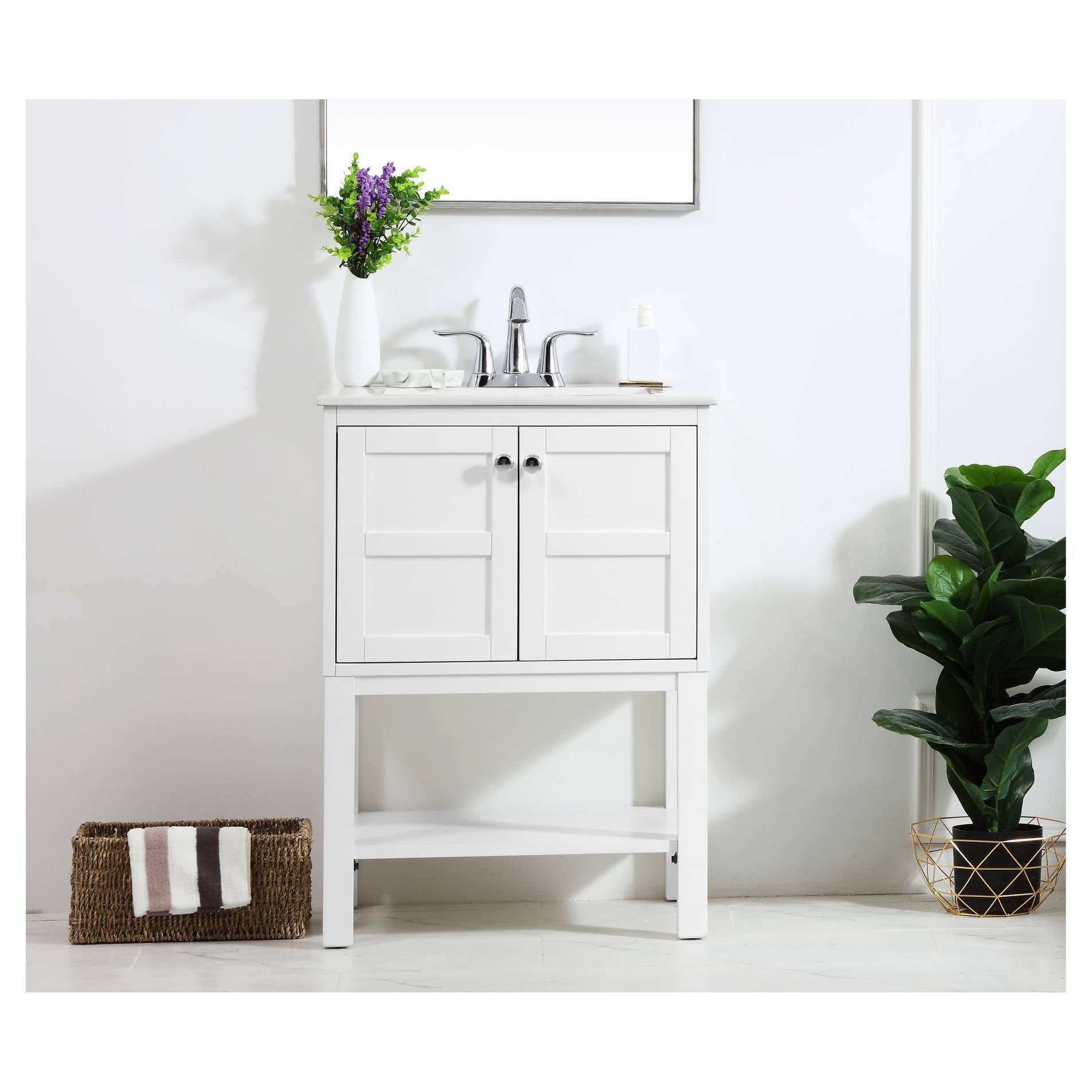 Elegant Decor, VF2524WH 24" Single Bathroom Vanity Set in White