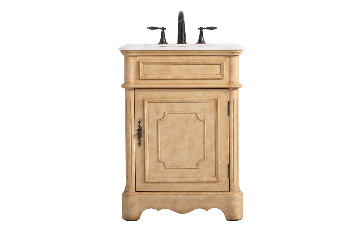 Elegant Decor, VF30424AB 24" Single Bathroom Vanity in Antique Beige