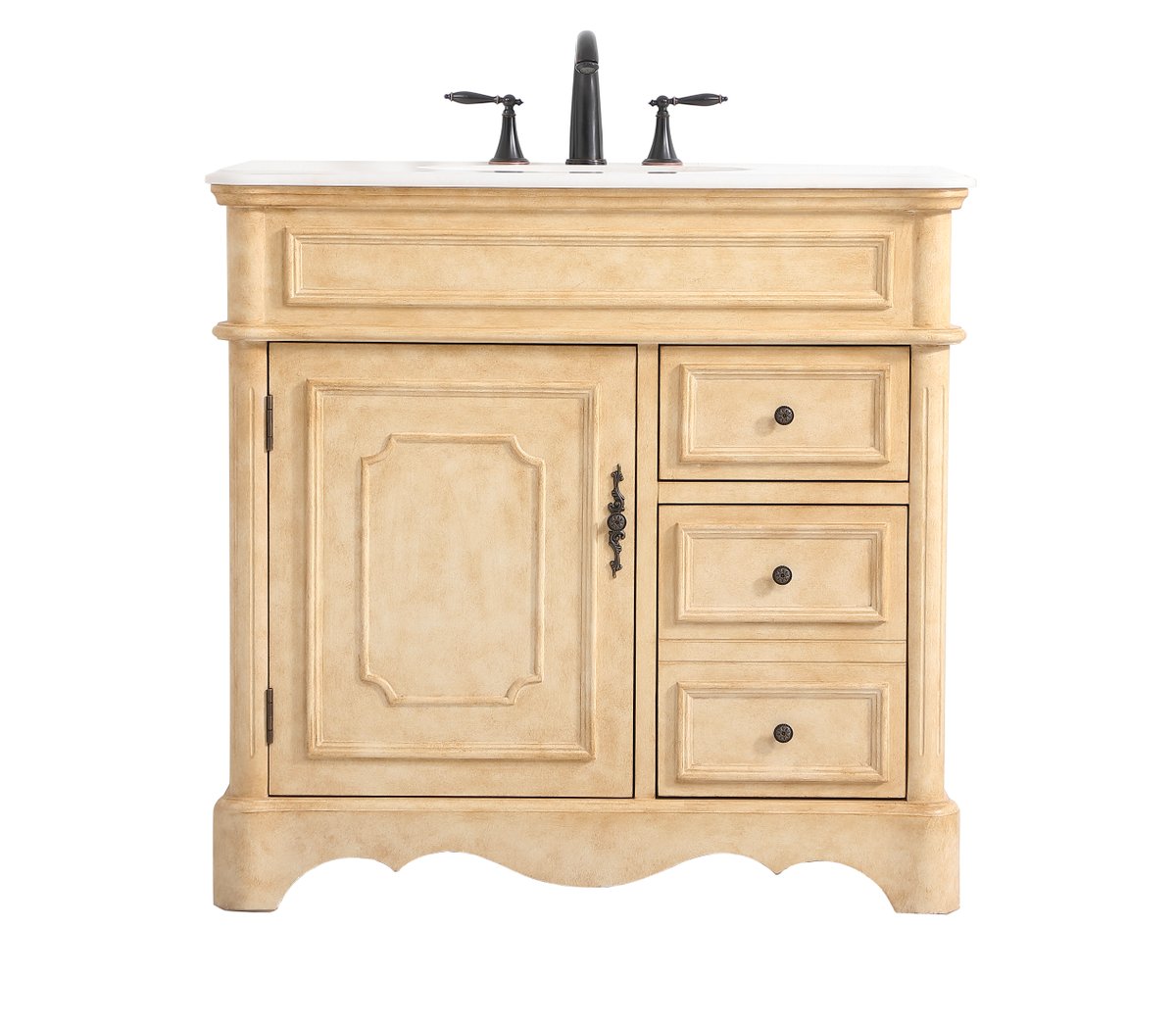 Elegant Decor, VF30436AB 36" Single Bathroom Vanity in Antique Beige