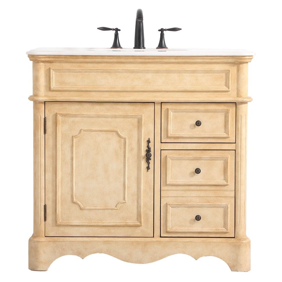 Elegant Decor, VF30436AB 36" Single Bathroom Vanity in Antique Beige