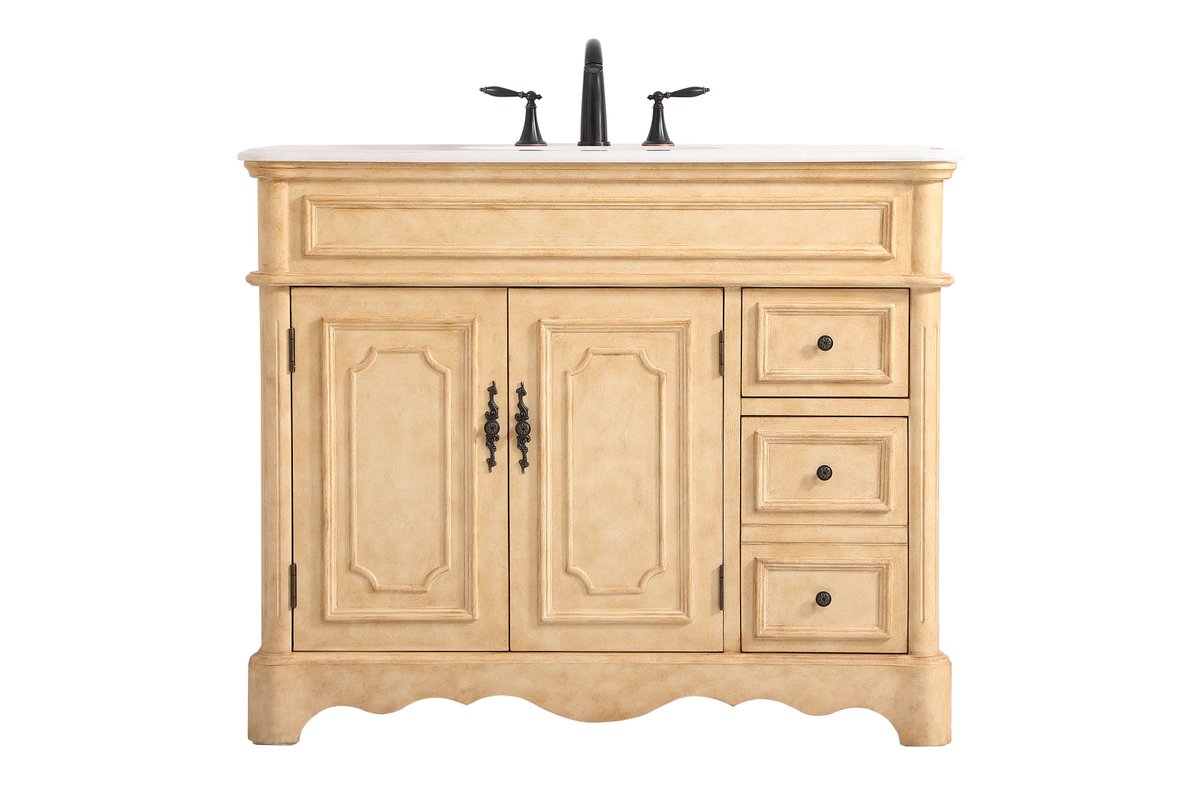 Elegant Decor, VF30442AB 42" Single Bathroom Vanity in Antique Beige