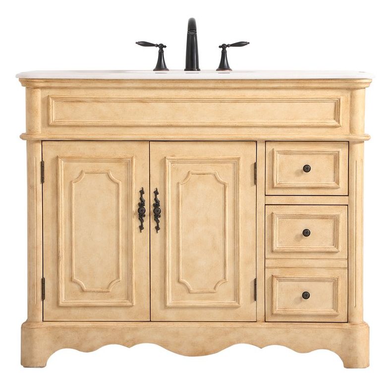 Elegant Decor, VF30442AB 42" Single Bathroom Vanity in Antique Beige