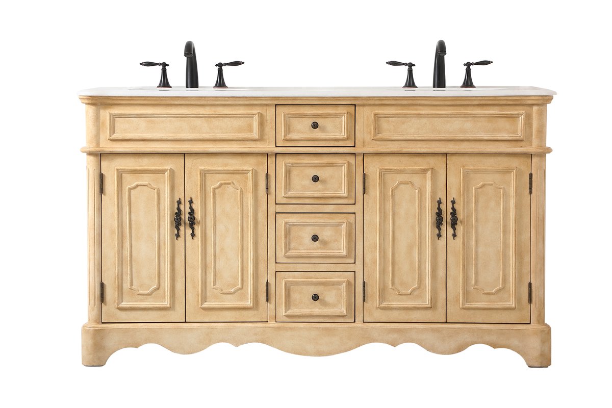 Elegant Decor, VF30460DAB 60" Double Bathroom Vanity in Antique Beige