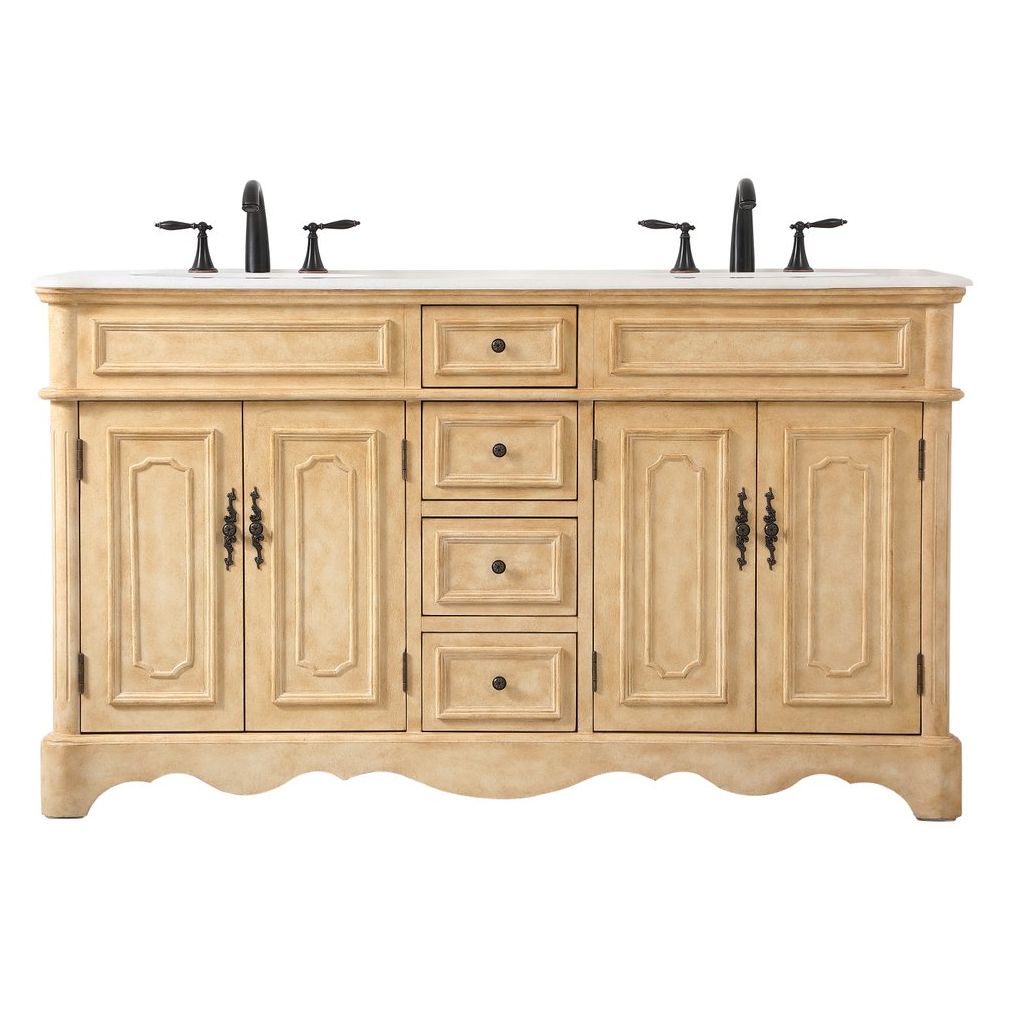 Elegant Decor, VF30460DAB 60" Double Bathroom Vanity in Antique Beige