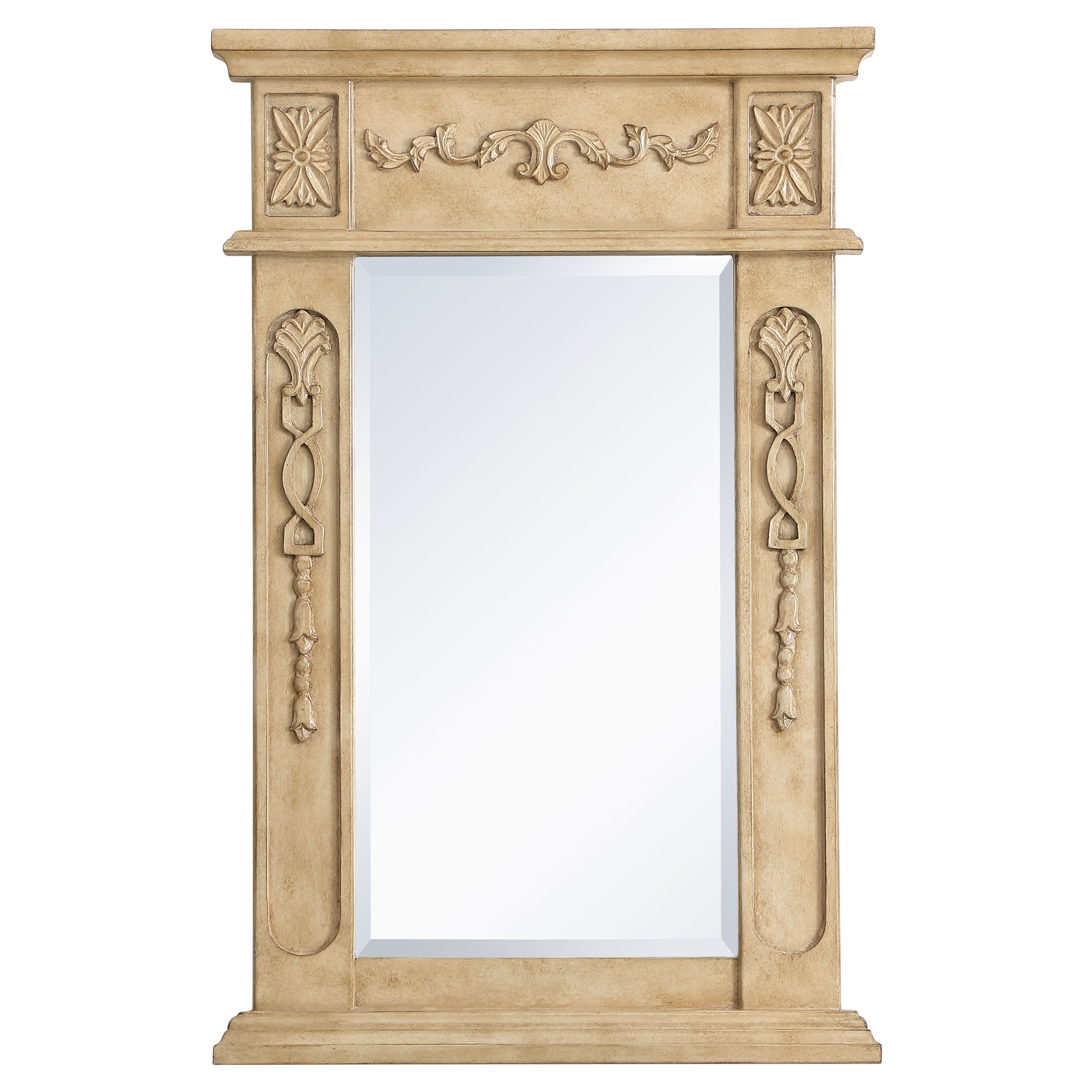 Elegant Decor, VM11828AB Danville 18" x 28" Wood Framed Decorative Mirror in Antique Beige