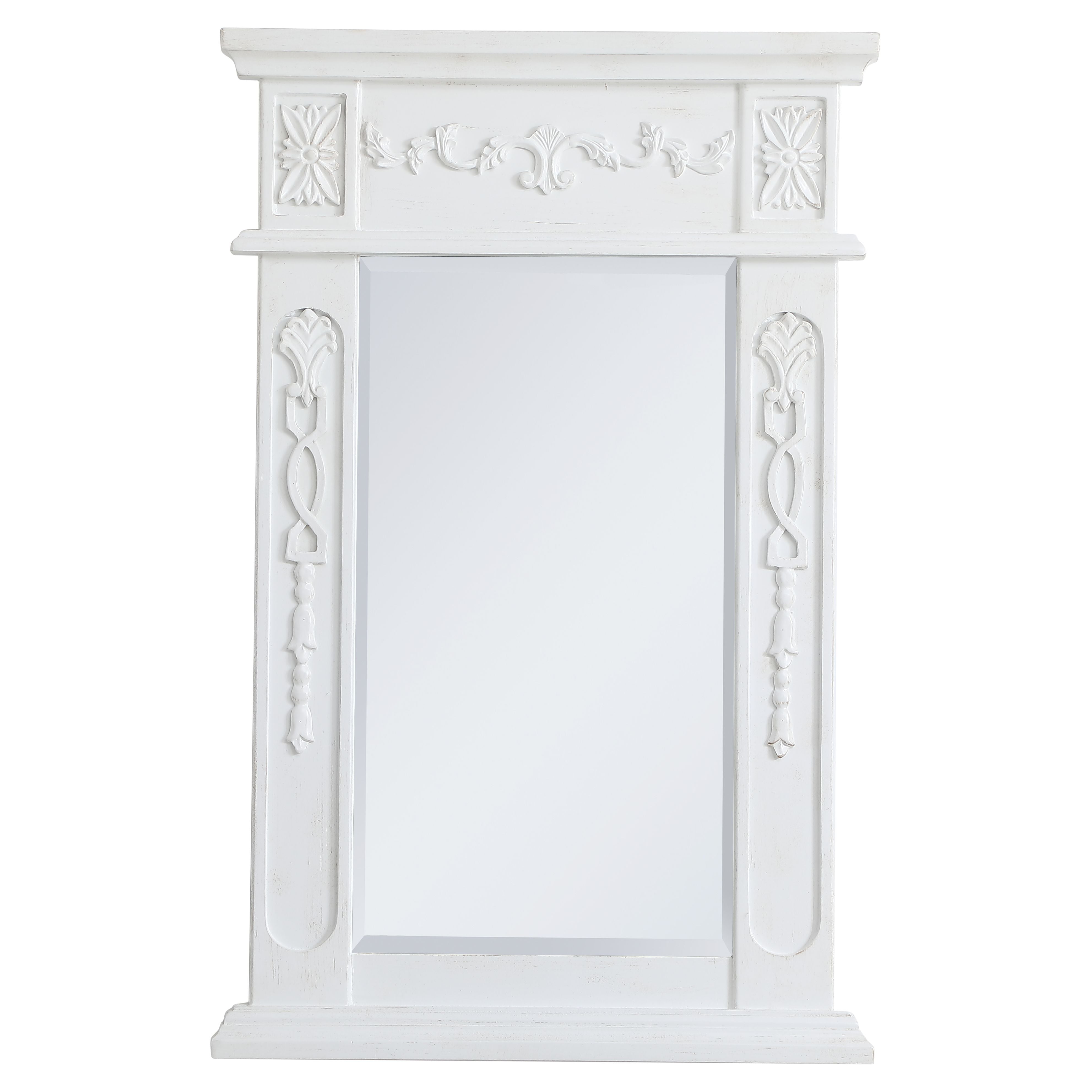 Elegant Decor, VM11828AW Danville 18" x 28" Wood Framed Decorative Mirror in Antique White