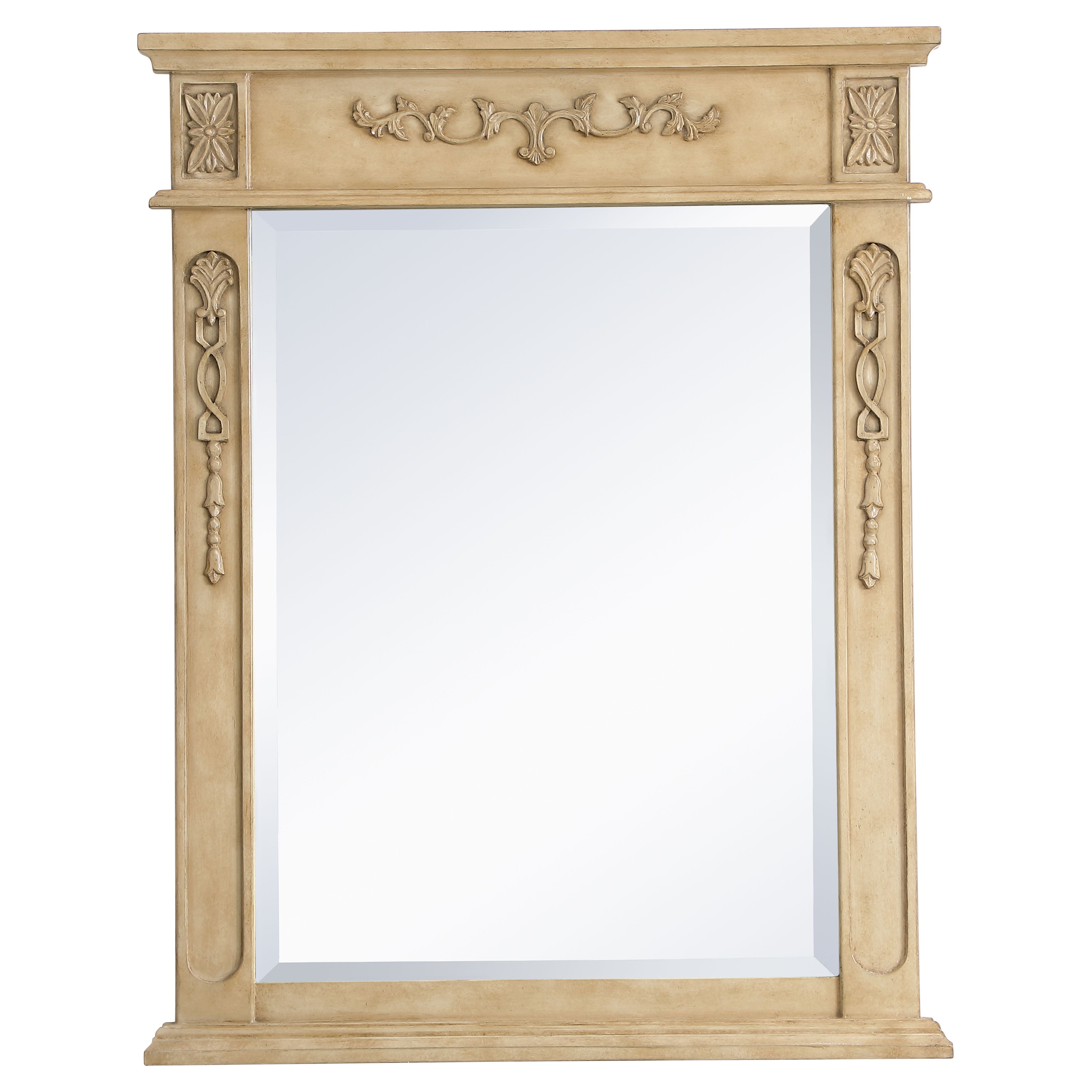 Elegant Decor, VM12836AB Danville 28" x 36" Wood Framed Decorative Mirror in Antique Beige