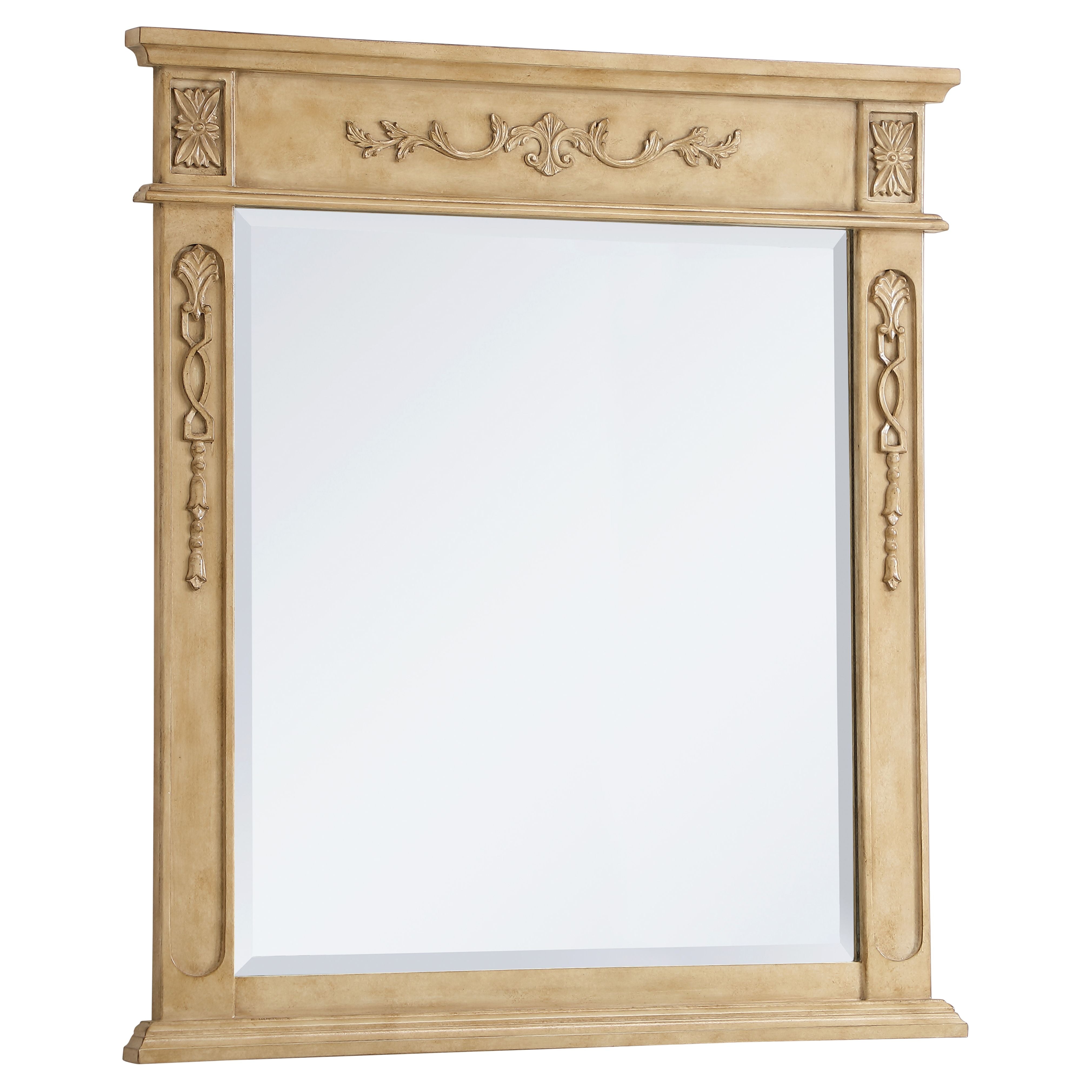 Elegant Decor, VM13236AB Danville 32" x 36" Wood Framed Decorative Mirror in Antique Beige