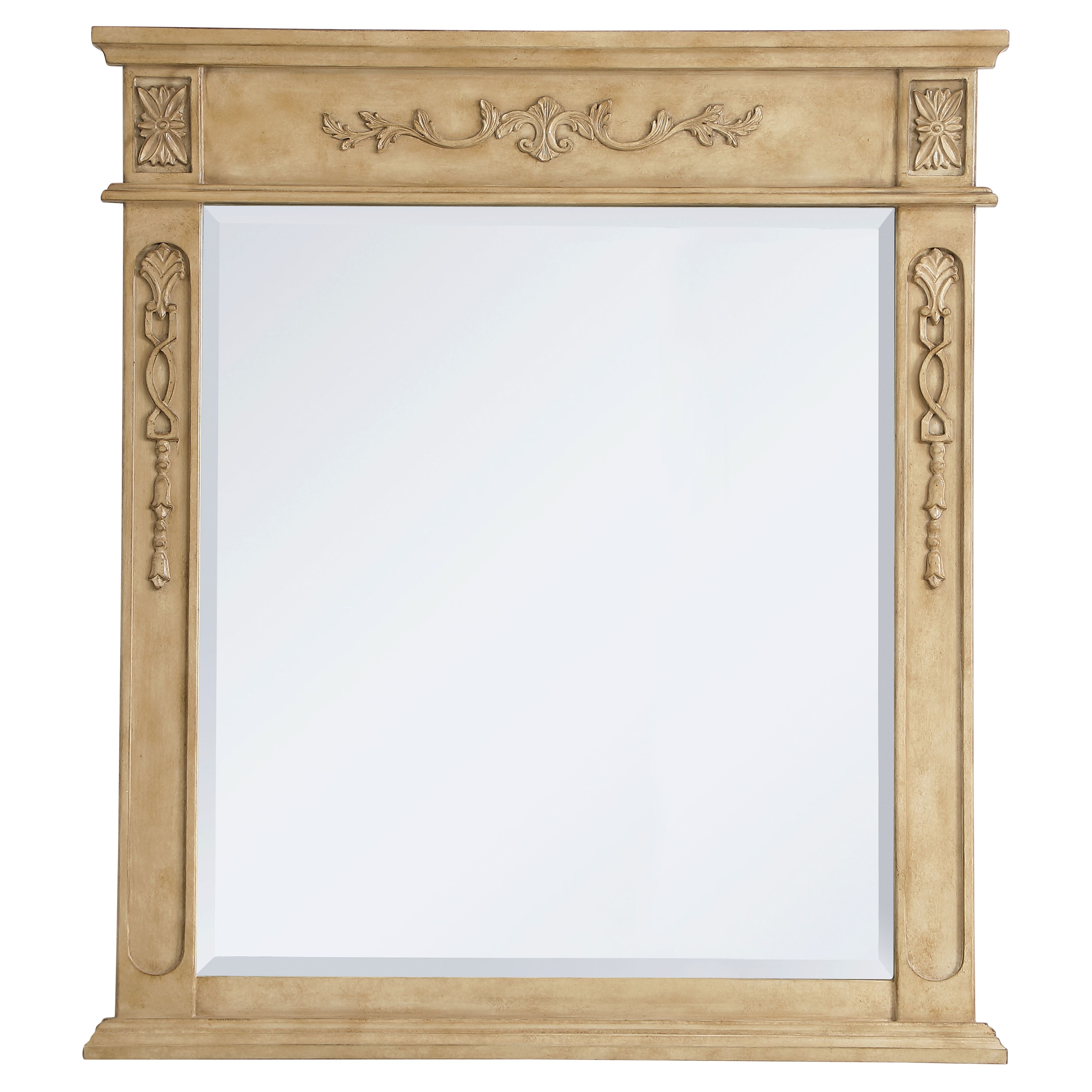 Elegant Decor, VM13236AB Danville 32" x 36" Wood Framed Decorative Mirror in Antique Beige