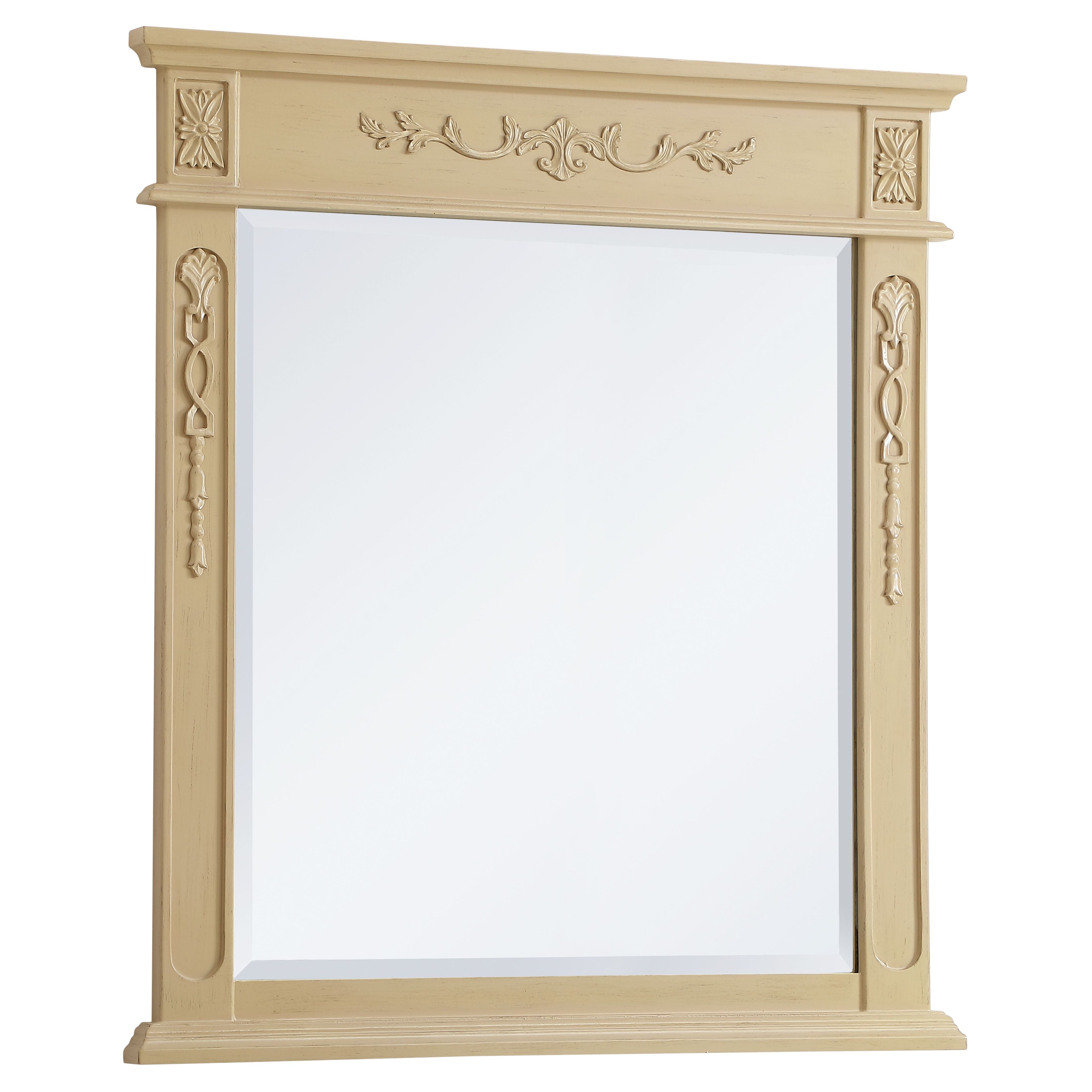 Elegant Decor, VM13236LT Danville 32" x 36" Wood Framed Decorative Mirror in Light Antique Beige