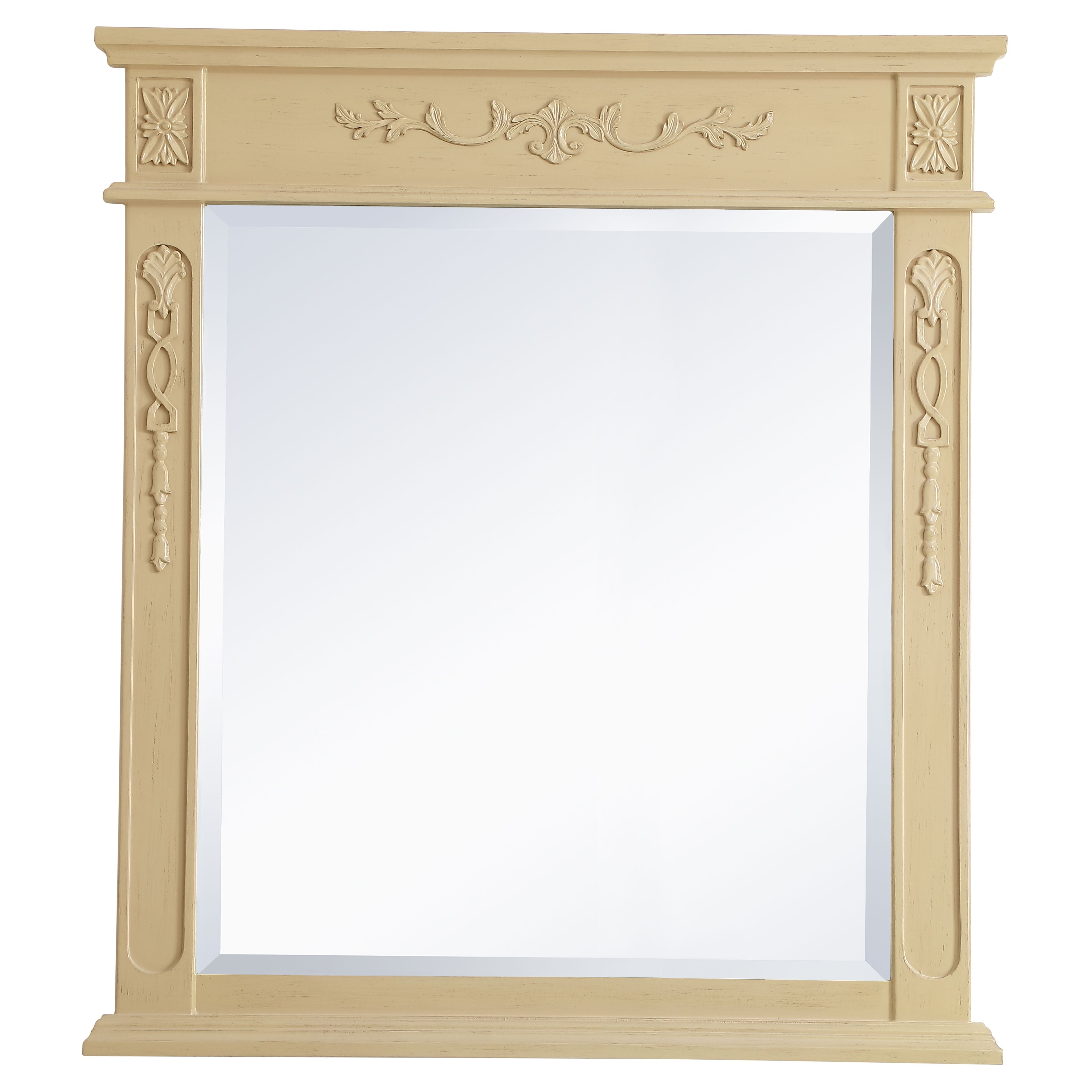 Elegant Decor, VM13236LT Danville 32" x 36" Wood Framed Decorative Mirror in Light Antique Beige