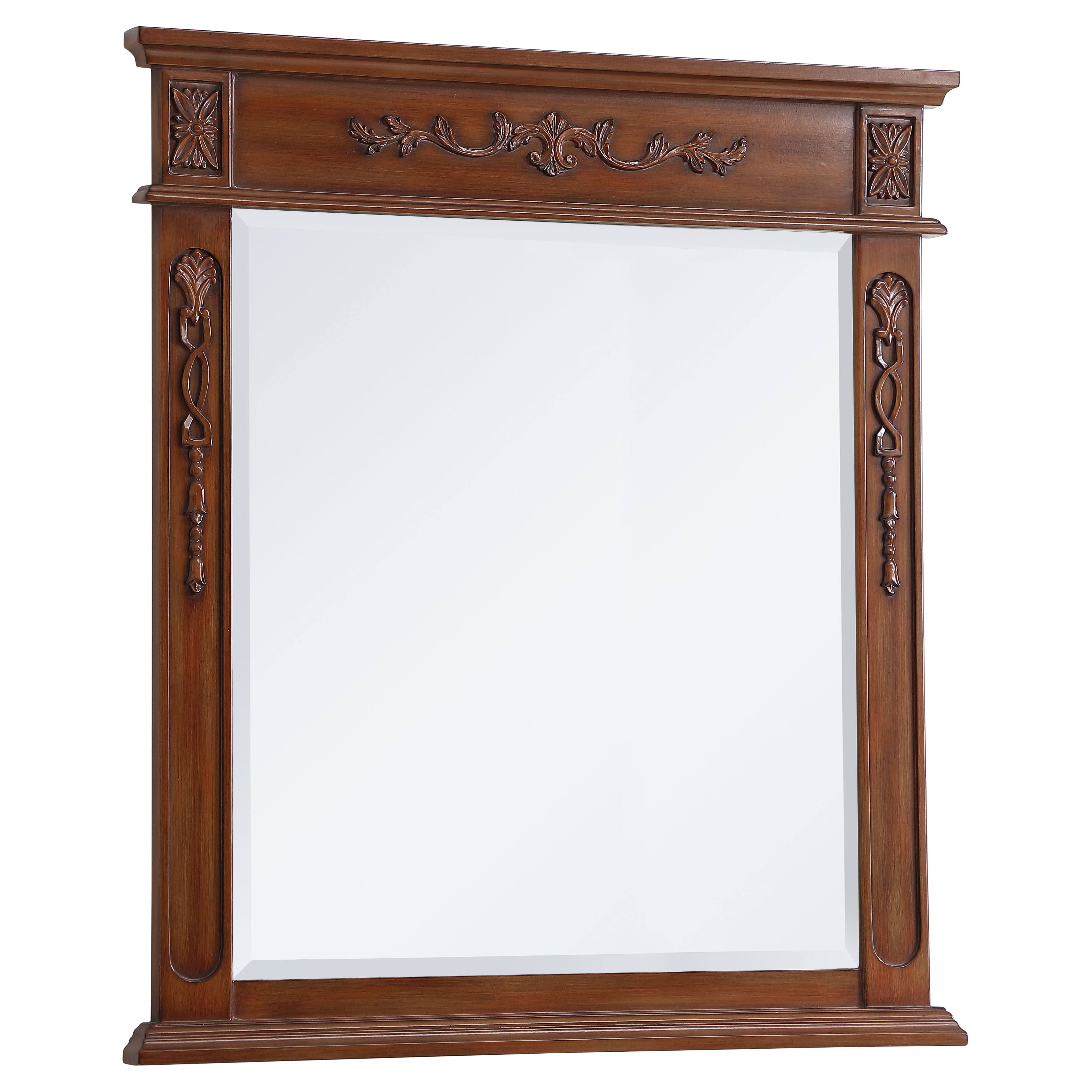 Elegant Decor, VM13236TK Danville 32" x 36" Wood Framed Decorative Mirror in Teak