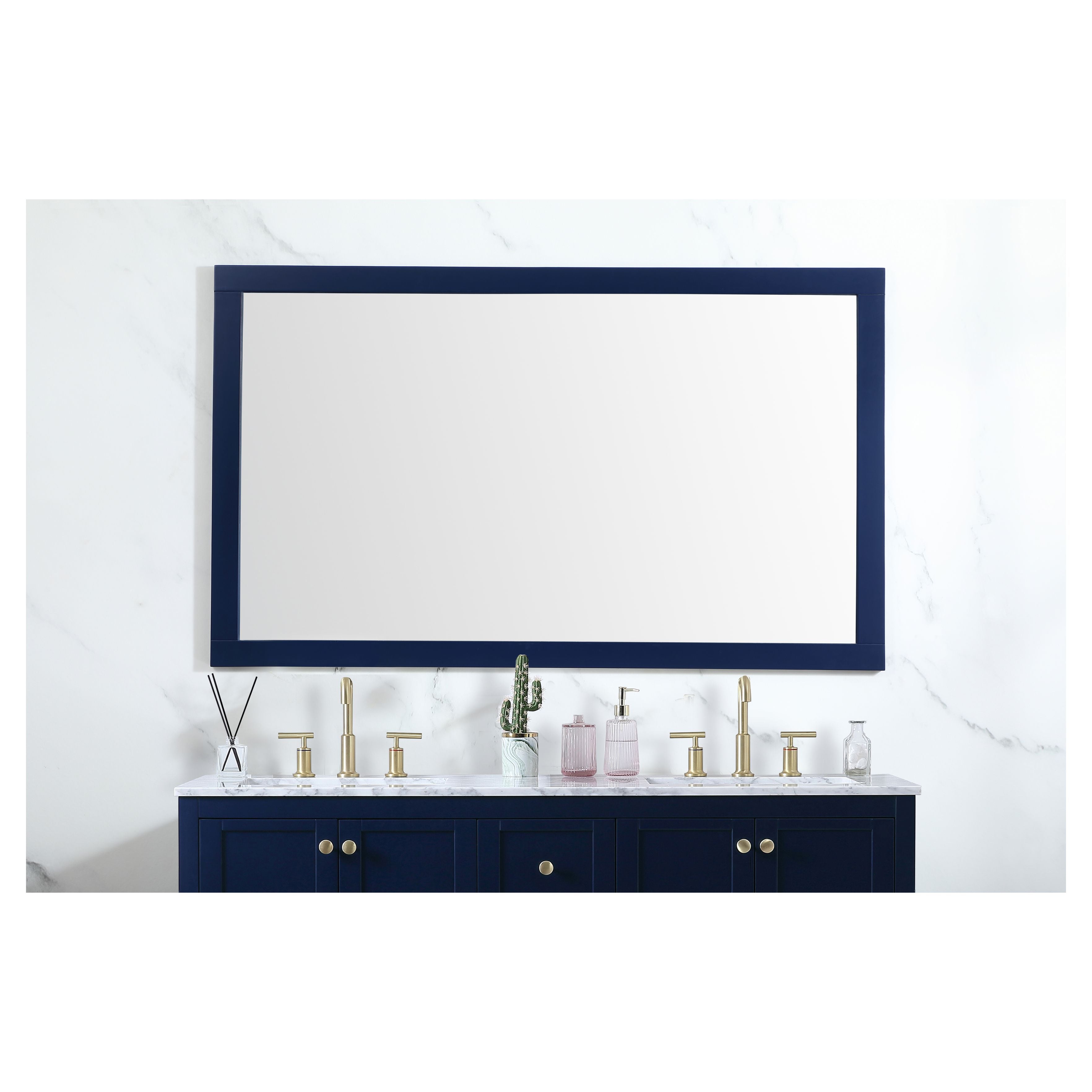 Elegant Decor, VM26036BL Aqua 60" x 36" Framed Rectangular Mirror in Blue