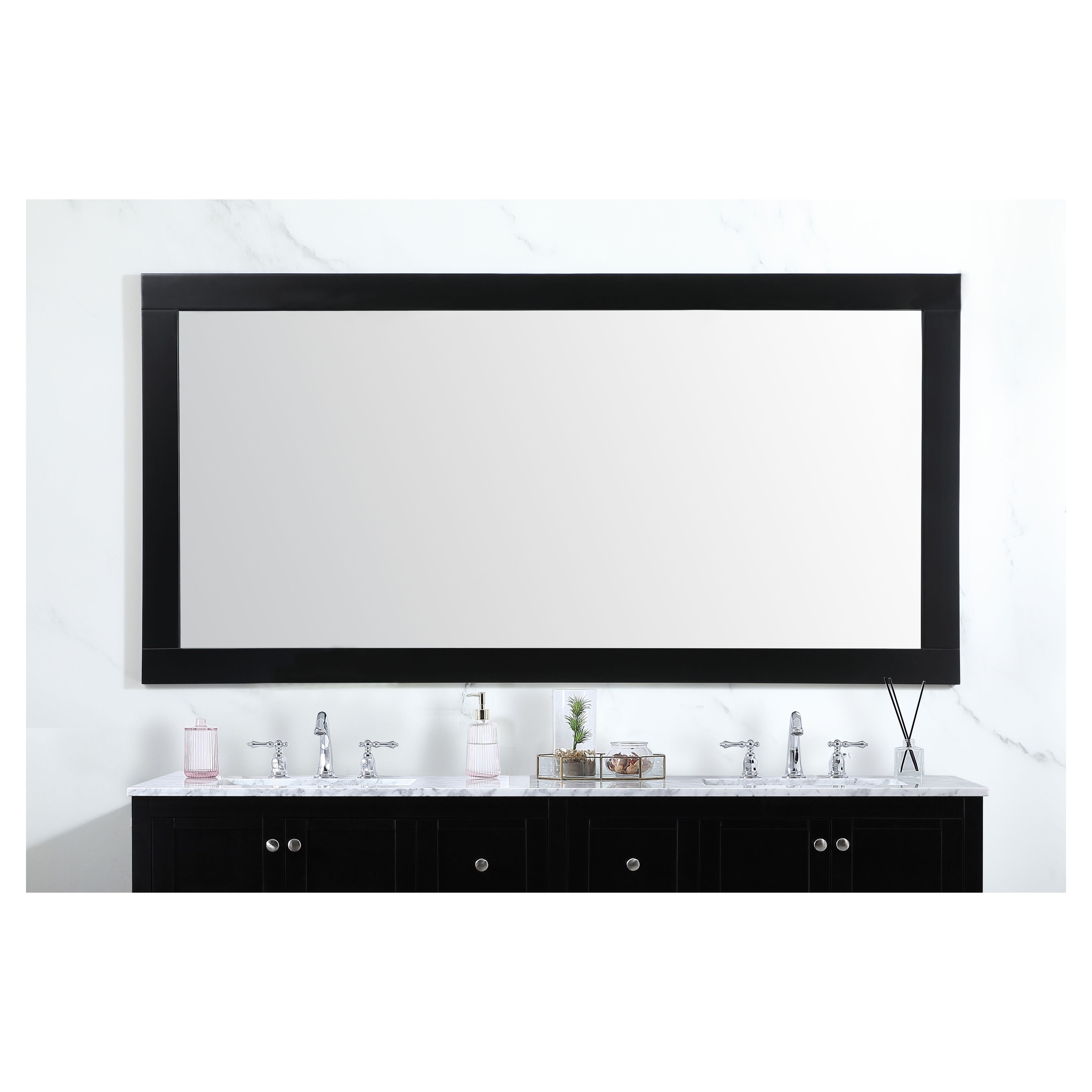 Elegant Decor, VM27236BK Aqua 72" x 36" Framed Rectangular Mirror in Black