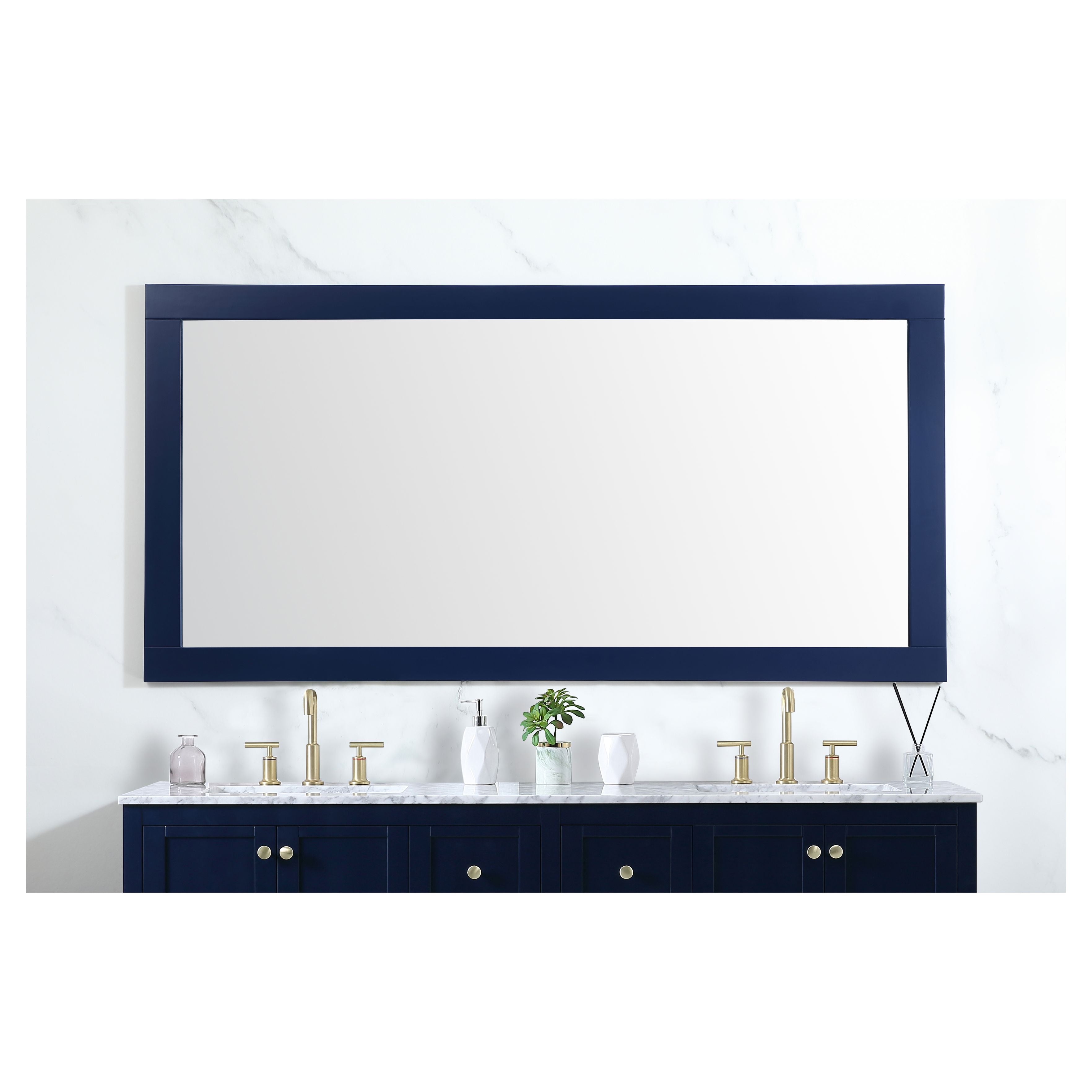 Elegant Decor, VM27236BL Aqua 72" x 36" Framed Rectangular Mirror in Blue