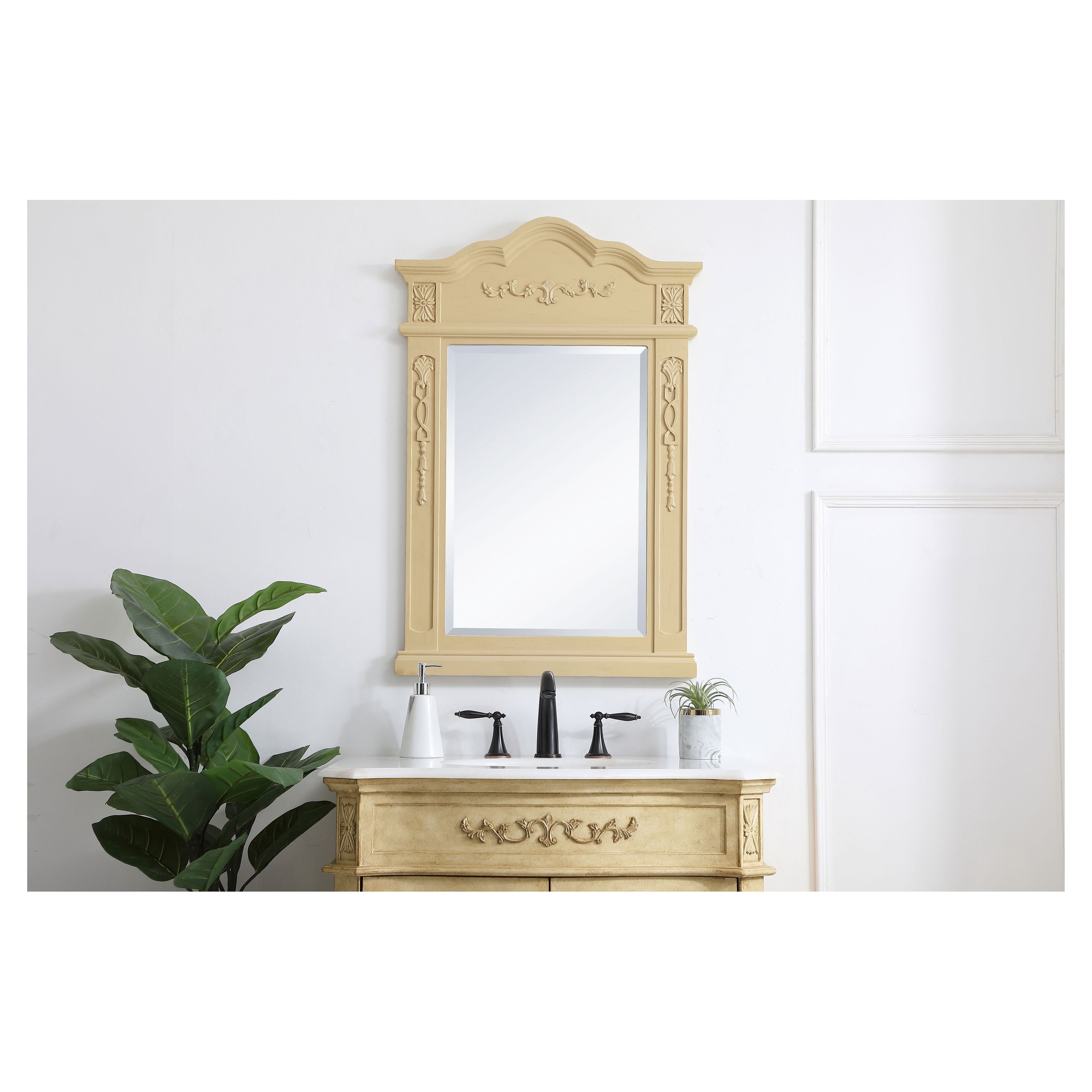 Elegant Decor, VM32436LT Danville 24" x 36" Wood Framed Decorative Mirror in Light Antique Beige