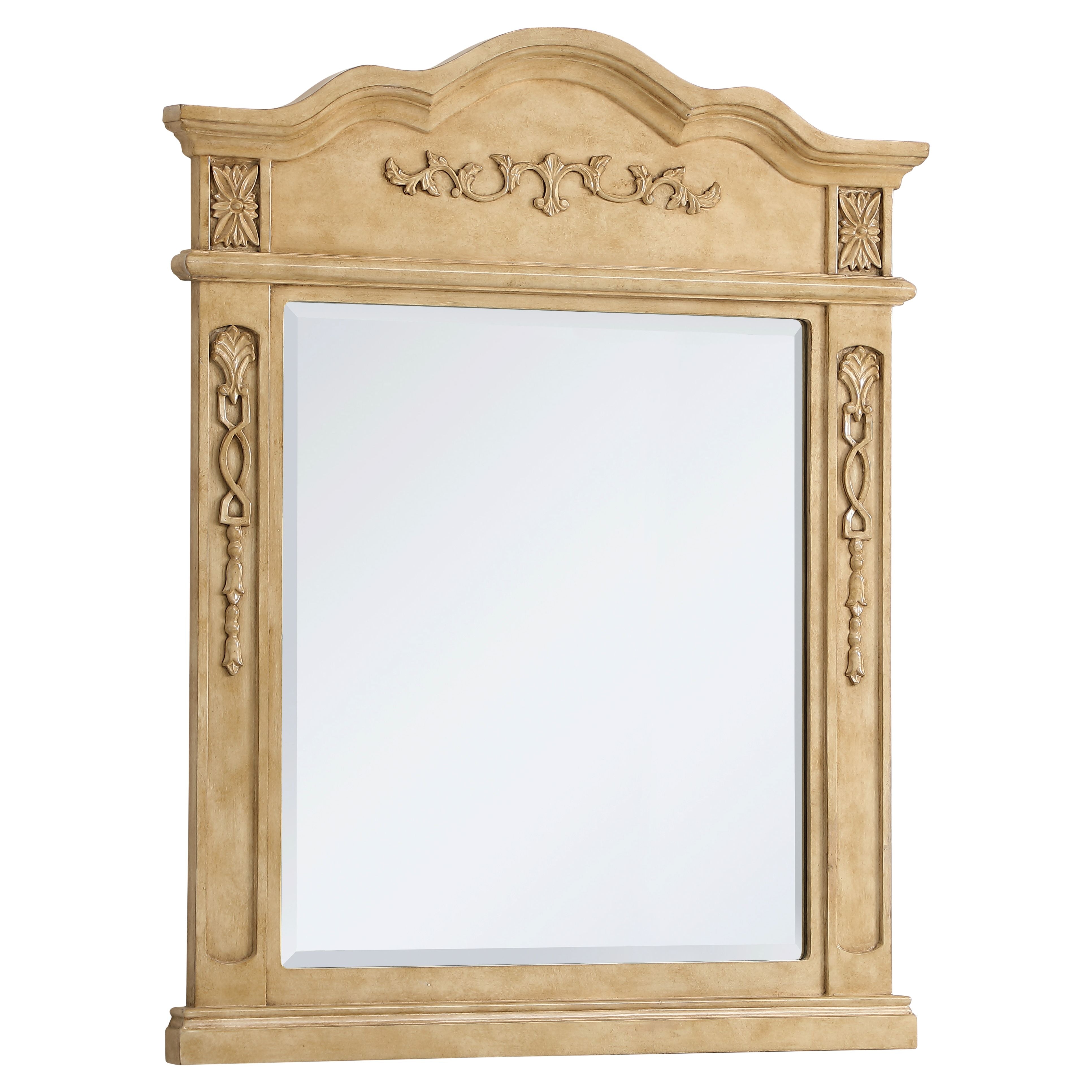 Elegant Decor, VM32836AB Danville 28" x 36" Wood Framed Decorative Mirror in Antique Beige