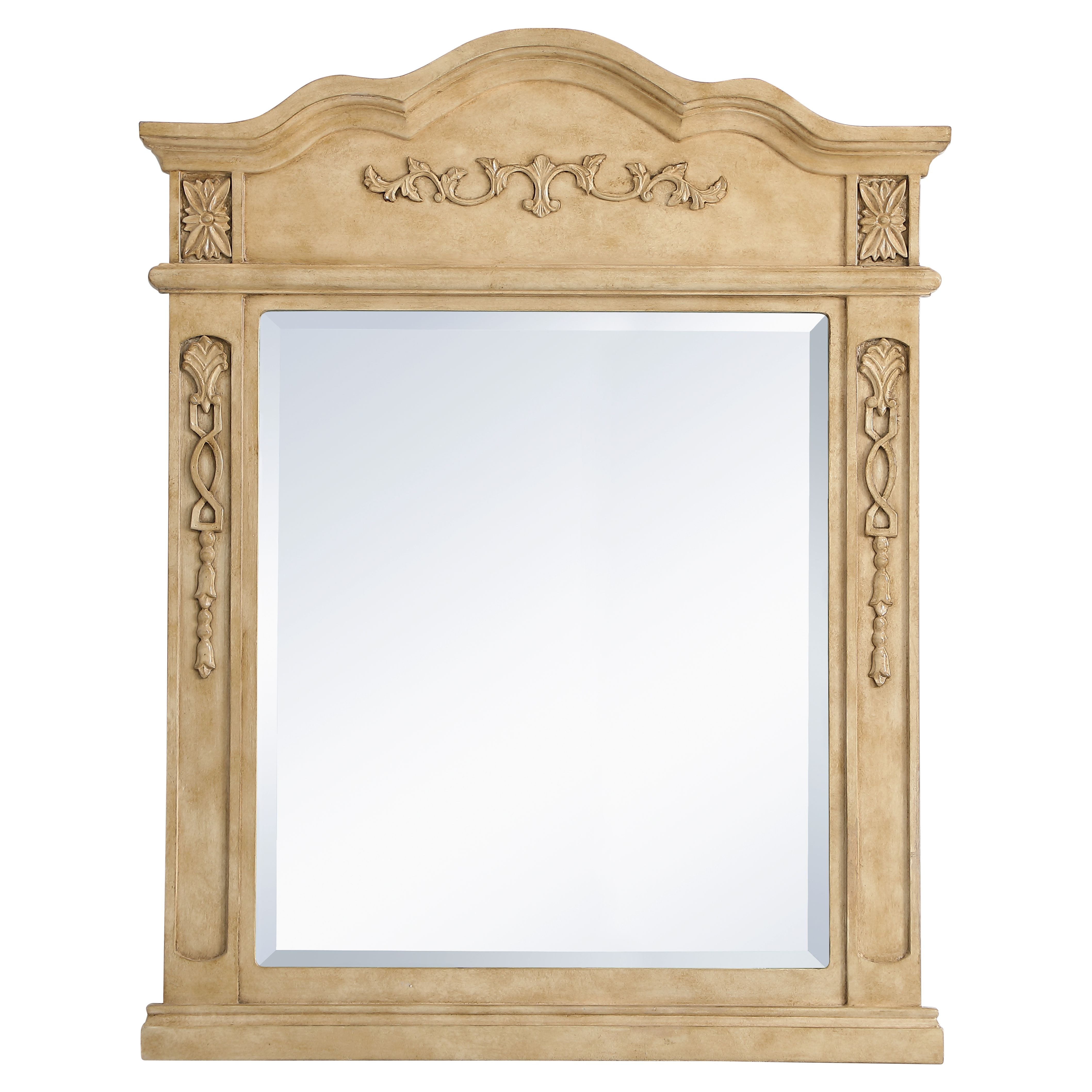 Elegant Decor, VM32836AB Danville 28" x 36" Wood Framed Decorative Mirror in Antique Beige